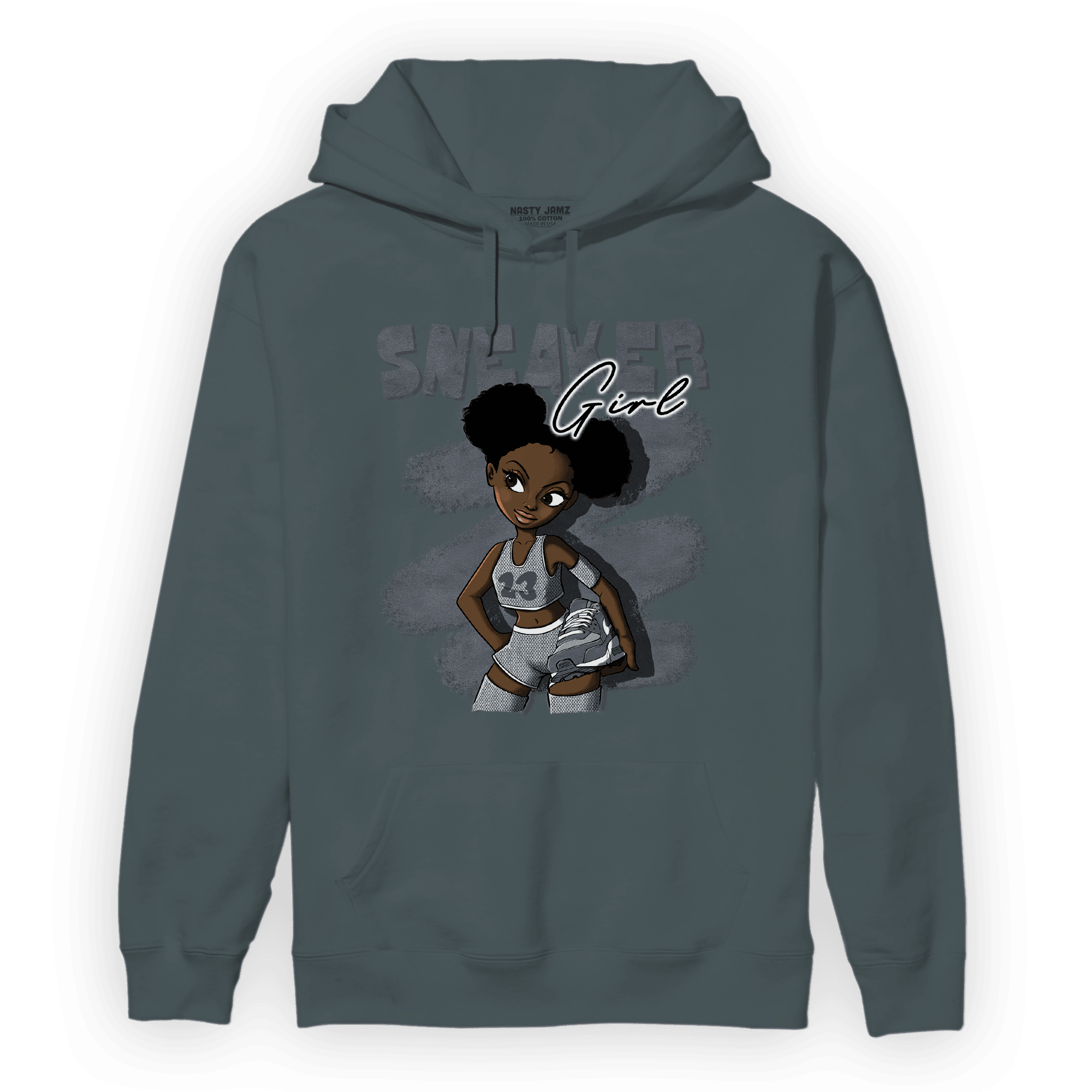 Air Max 90 Iron Grey Hoodie Match Black Sneaker Girl - NastyJamz