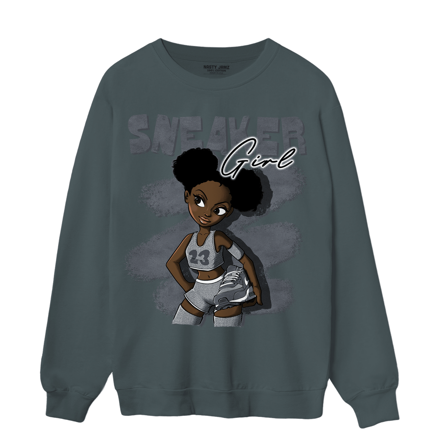 Air Max 90 Iron Grey Sweatshirt Match Black Sneaker Girl - NastyJamz