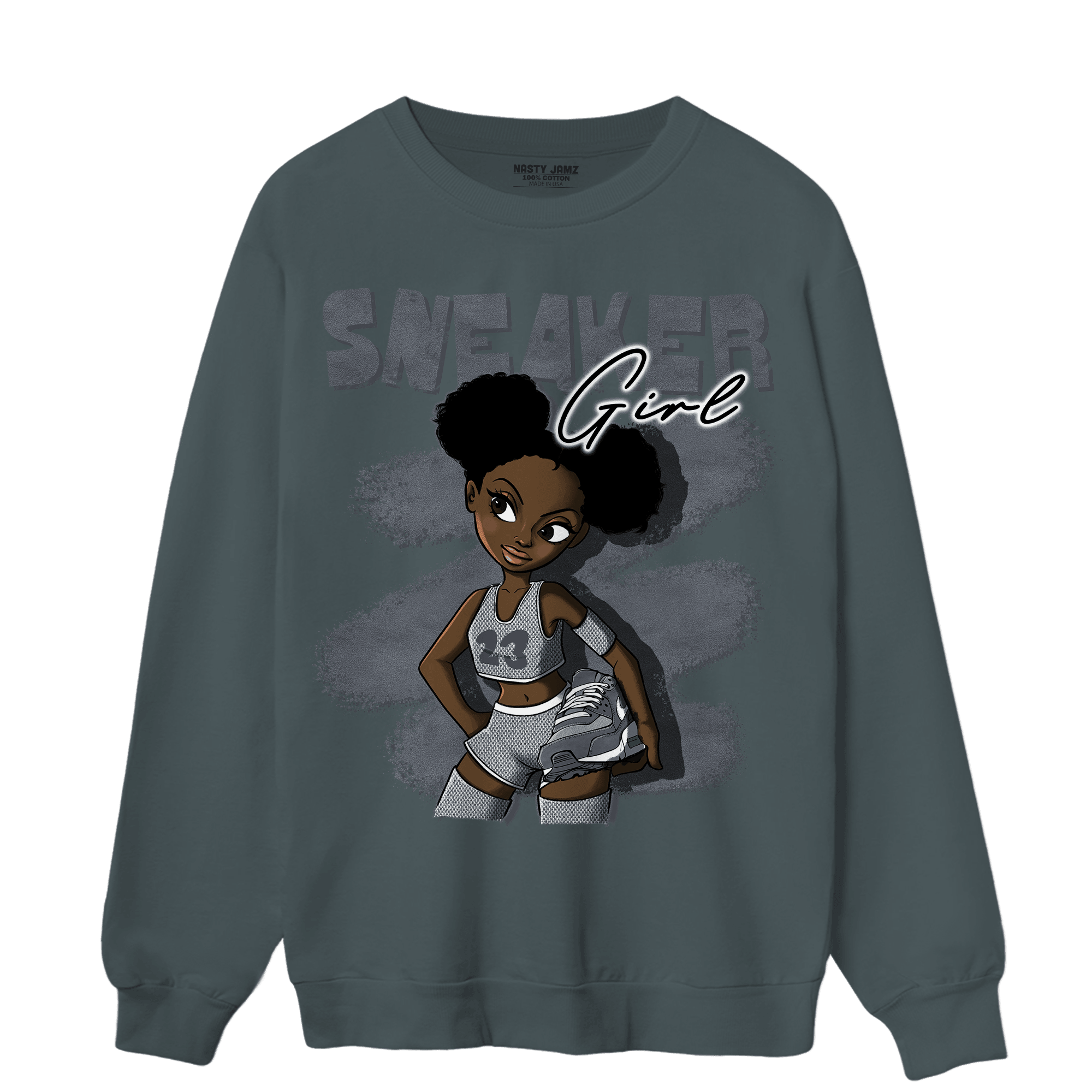 Air Max 90 Iron Grey Sweatshirt Match Black Sneaker Girl - NastyJamz