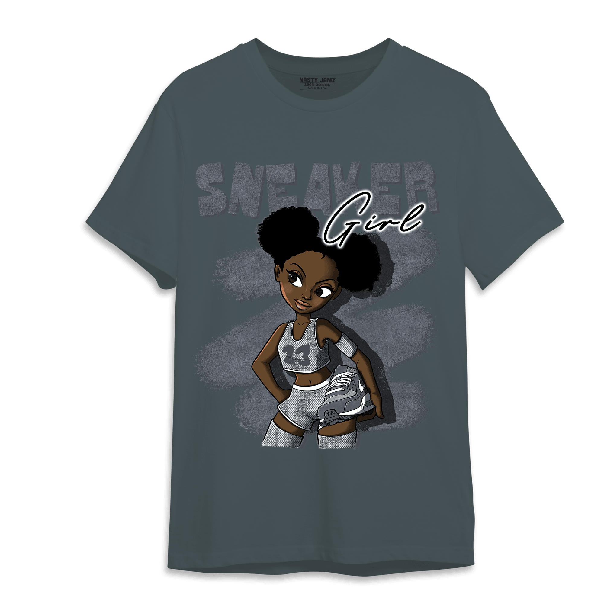 Air Max 90 Iron Grey T Shirt Match Black Sneaker Girl - NastyJamz