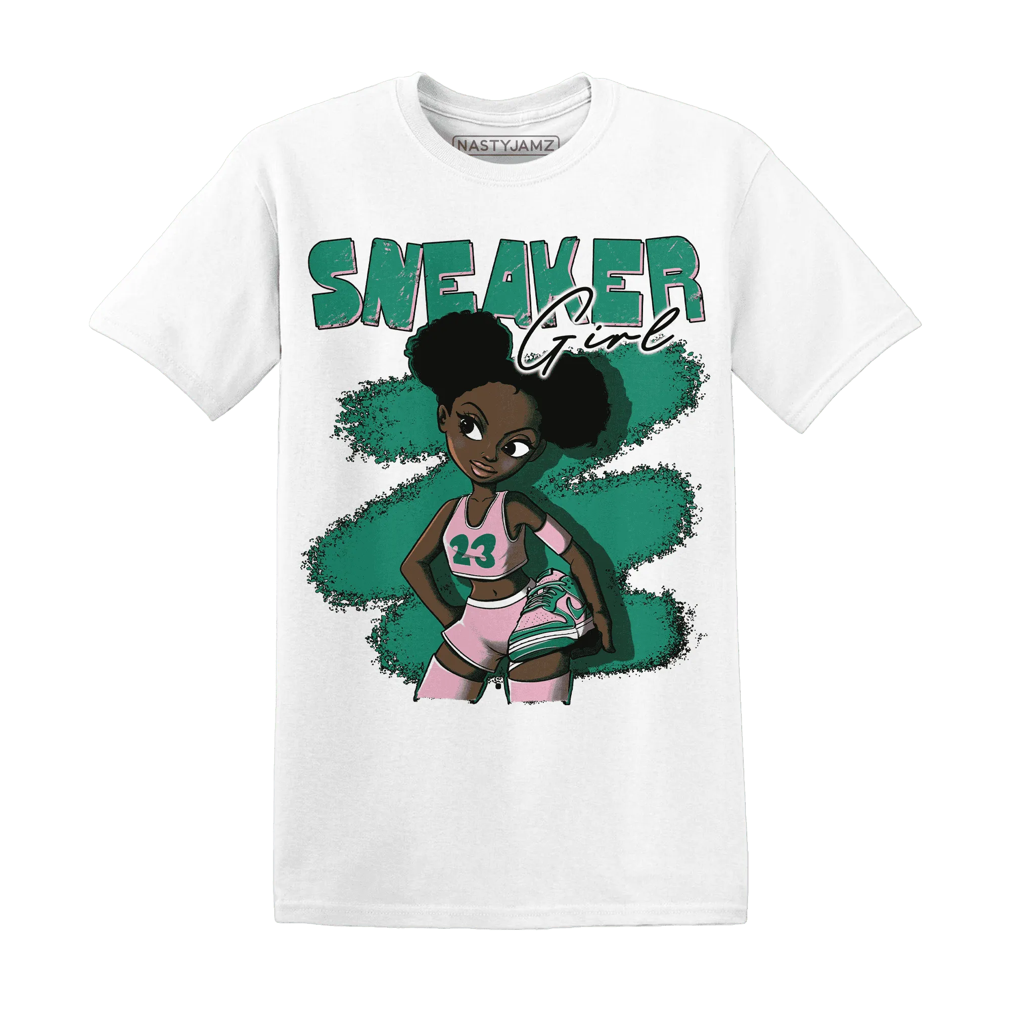 NastyJamz-Dunk-Pink-Malachite-Medium-Soft-Low-Sail-T-Shirt-Match-Black-Sneaker-Girl