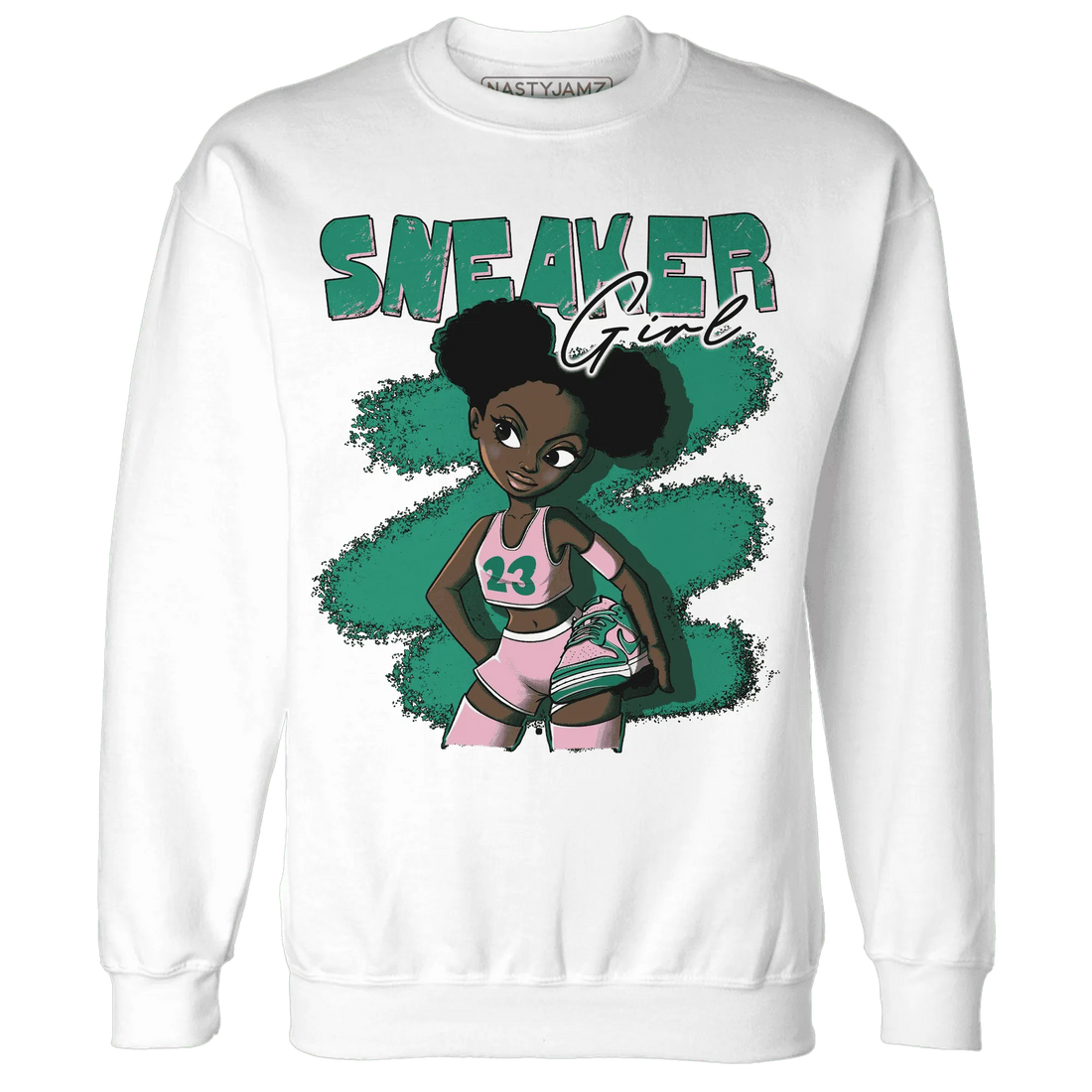 NastyJamz-Dunk-Pink-Malachite-Medium-Soft-Low-Sail-Sweatshirt-Match-Black-Sneaker-Girl