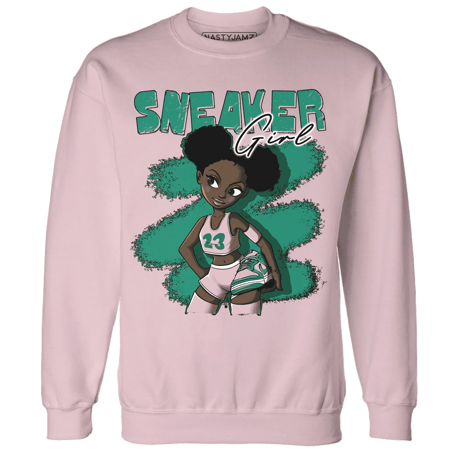 NastyJamz-Dunk-Pink-Malachite-Medium-Soft-Low-Sail-Sweatshirt-Match-Black-Sneaker-Girl