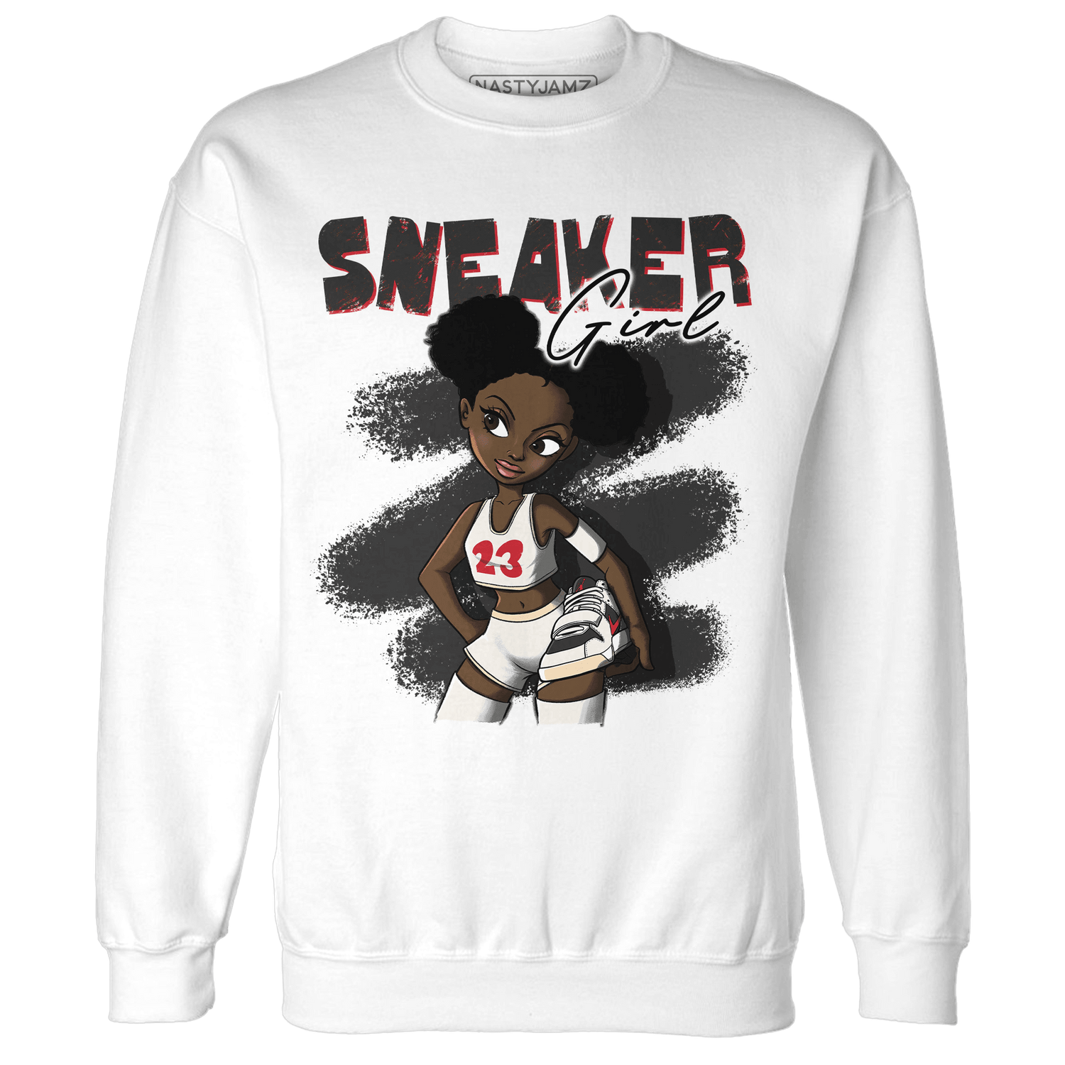 Jumman Jack University Red Sweatshirt Match Black Sneaker Girl - NastyJamz