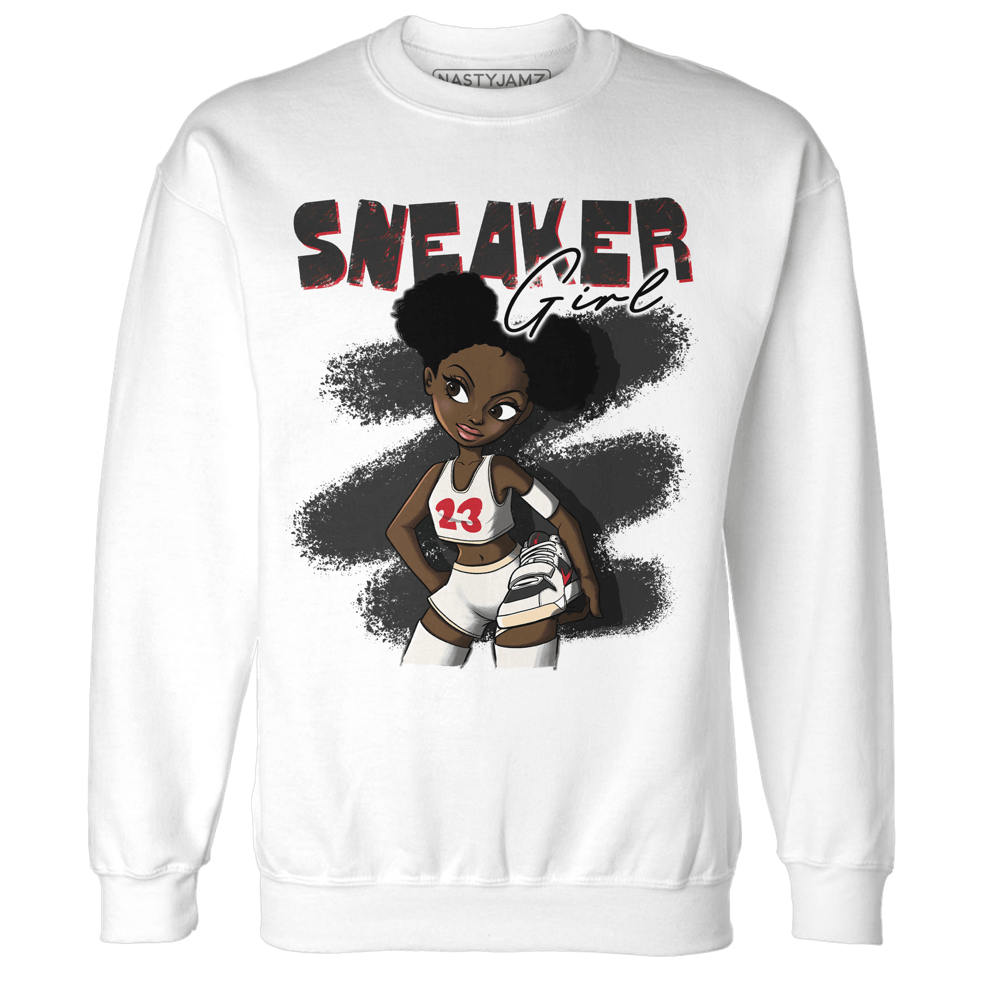 Jumman Jack University Red Sweatshirt Match Black Sneaker Girl - NastyJamz