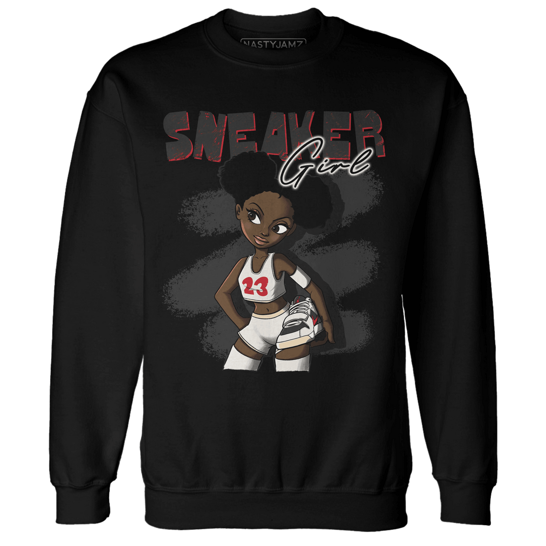 Jumman Jack University Red Sweatshirt Match Black Sneaker Girl - NastyJamz