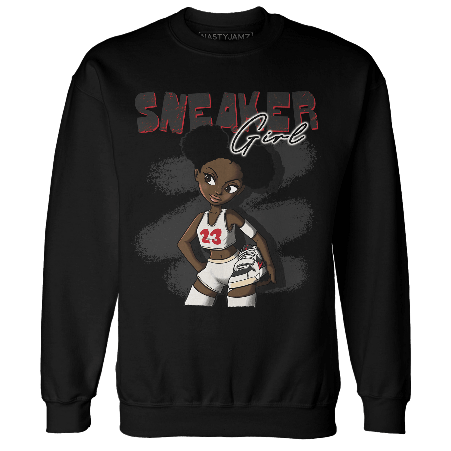 Jumman Jack University Red Sweatshirt Match Black Sneaker Girl - NastyJamz