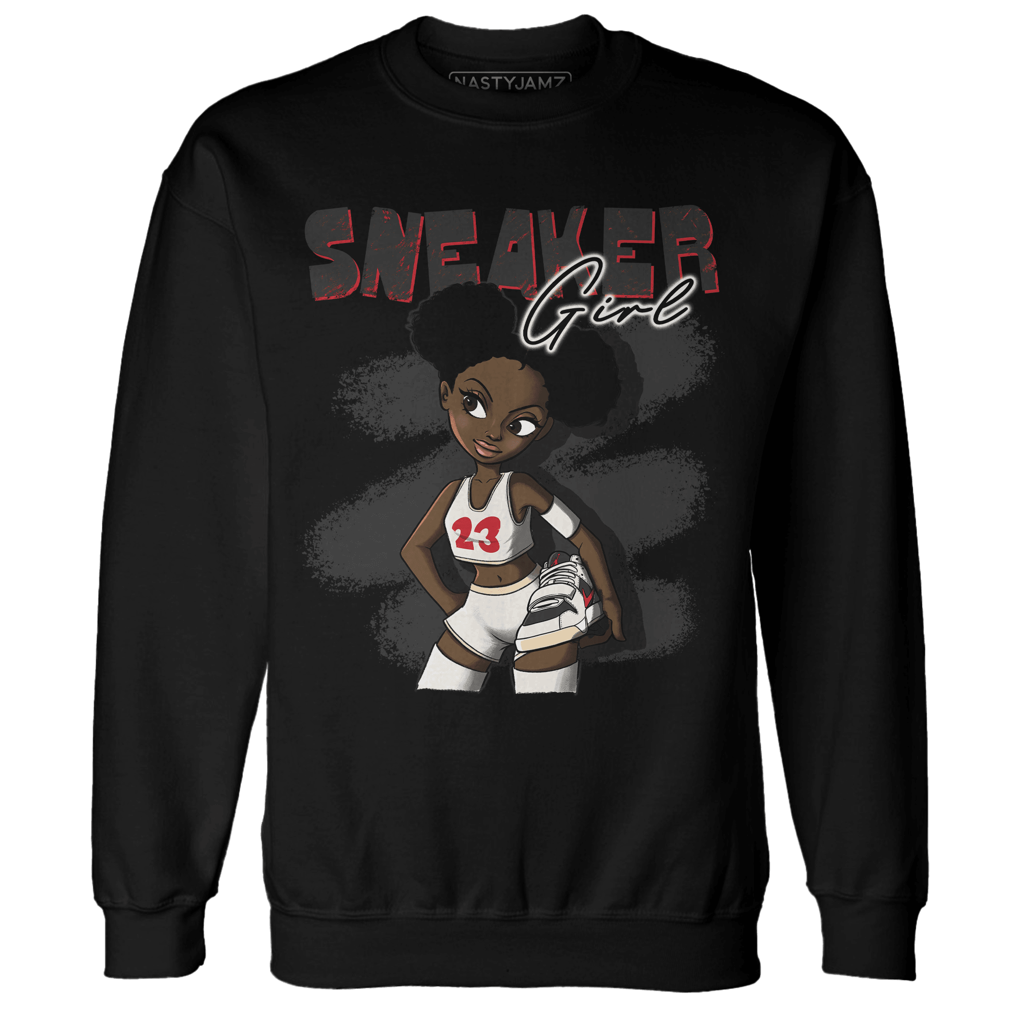 Jumman Jack University Red Sweatshirt Match Black Sneaker Girl - NastyJamz
