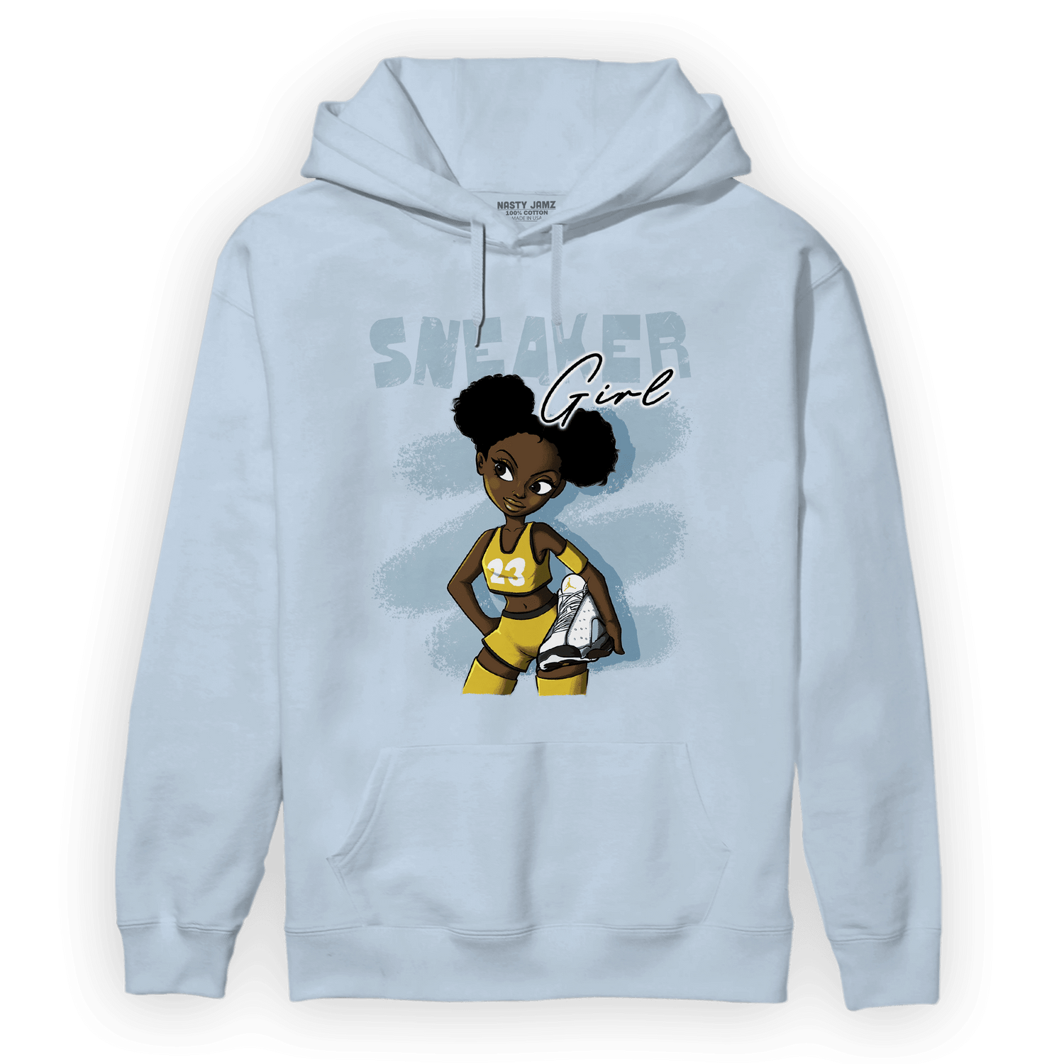 Blue Grey 13s Hoodie Match Black Sneaker Girl - NastyJamz