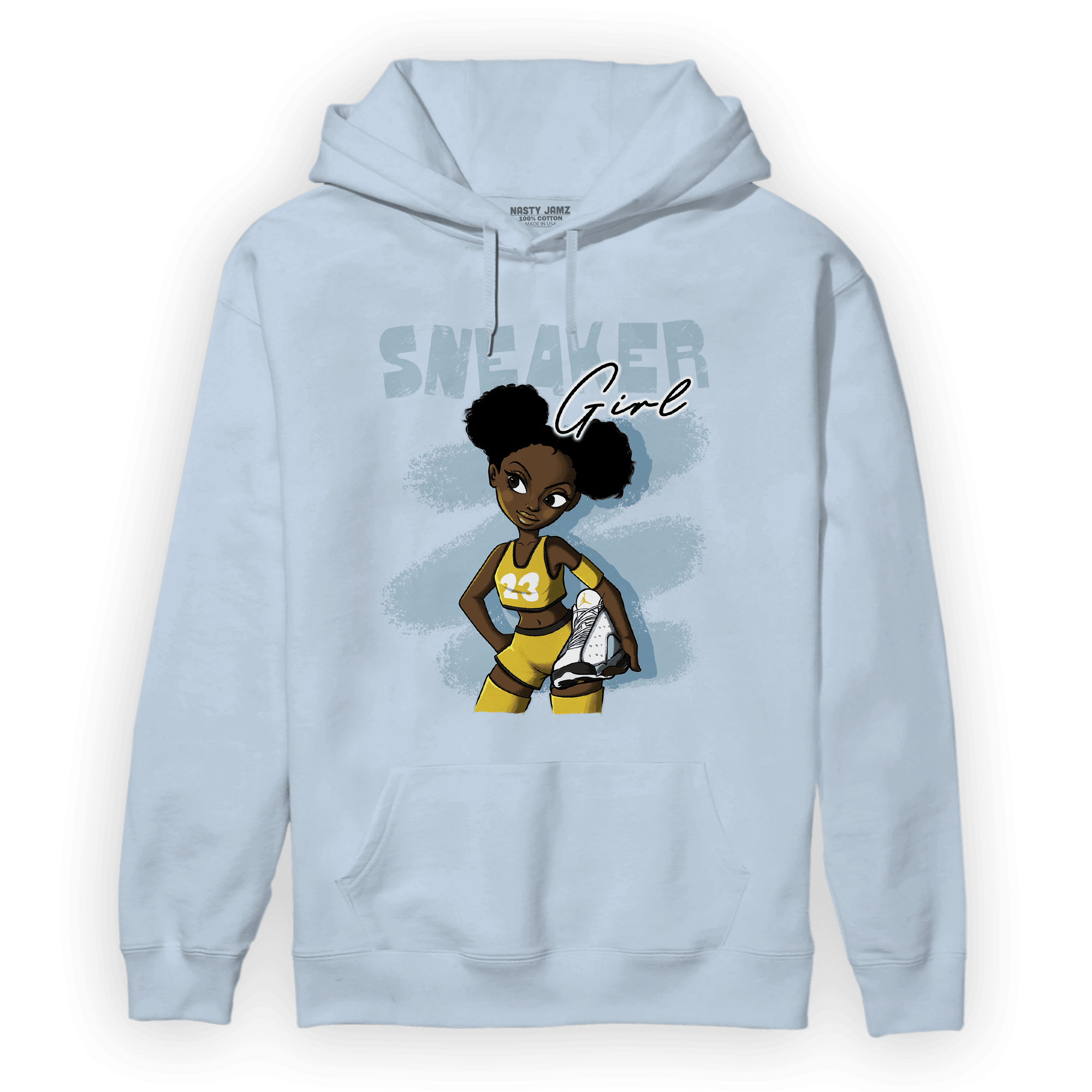 Blue Grey 13s Hoodie Match Black Sneaker Girl - NastyJamz