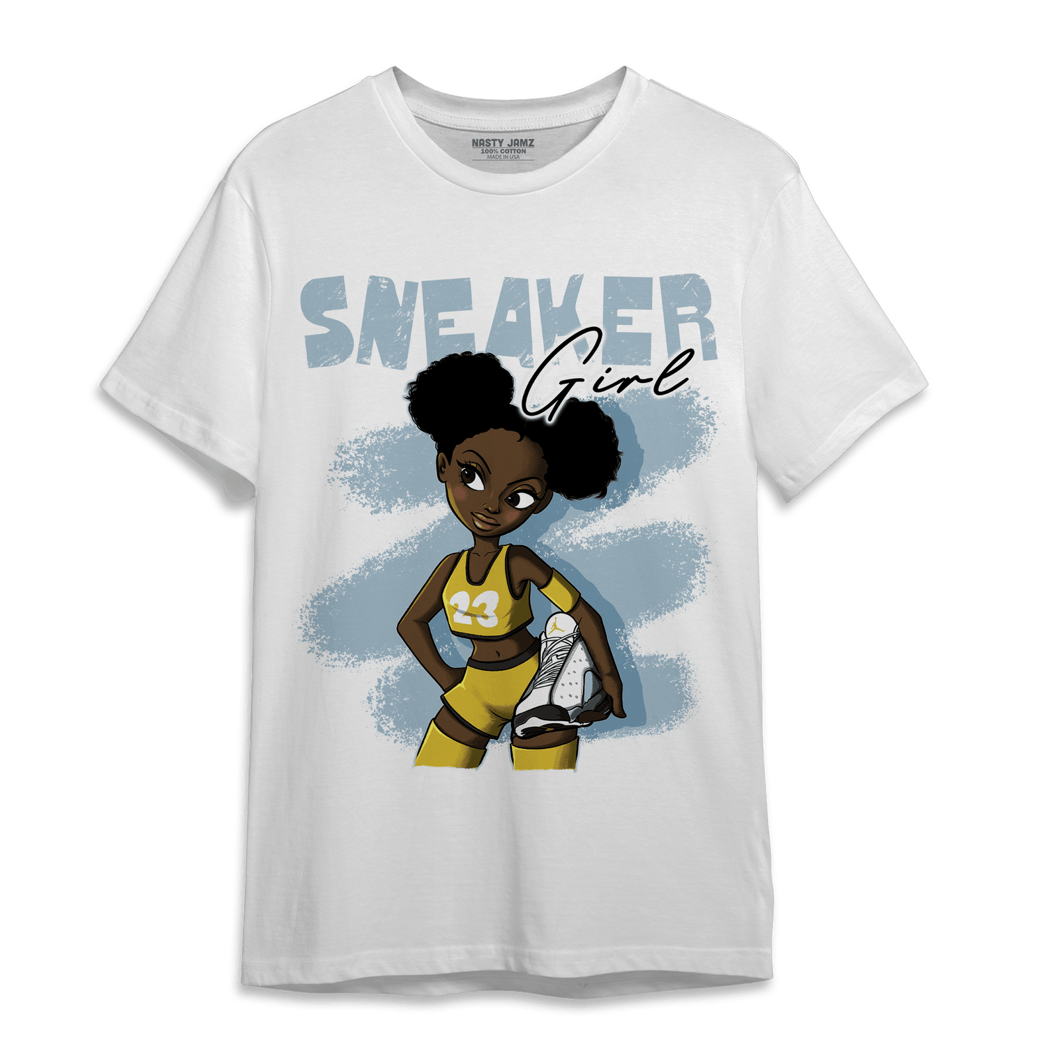 Blue Grey 13s T Shirt Match Black Sneaker Girl - NastyJamz