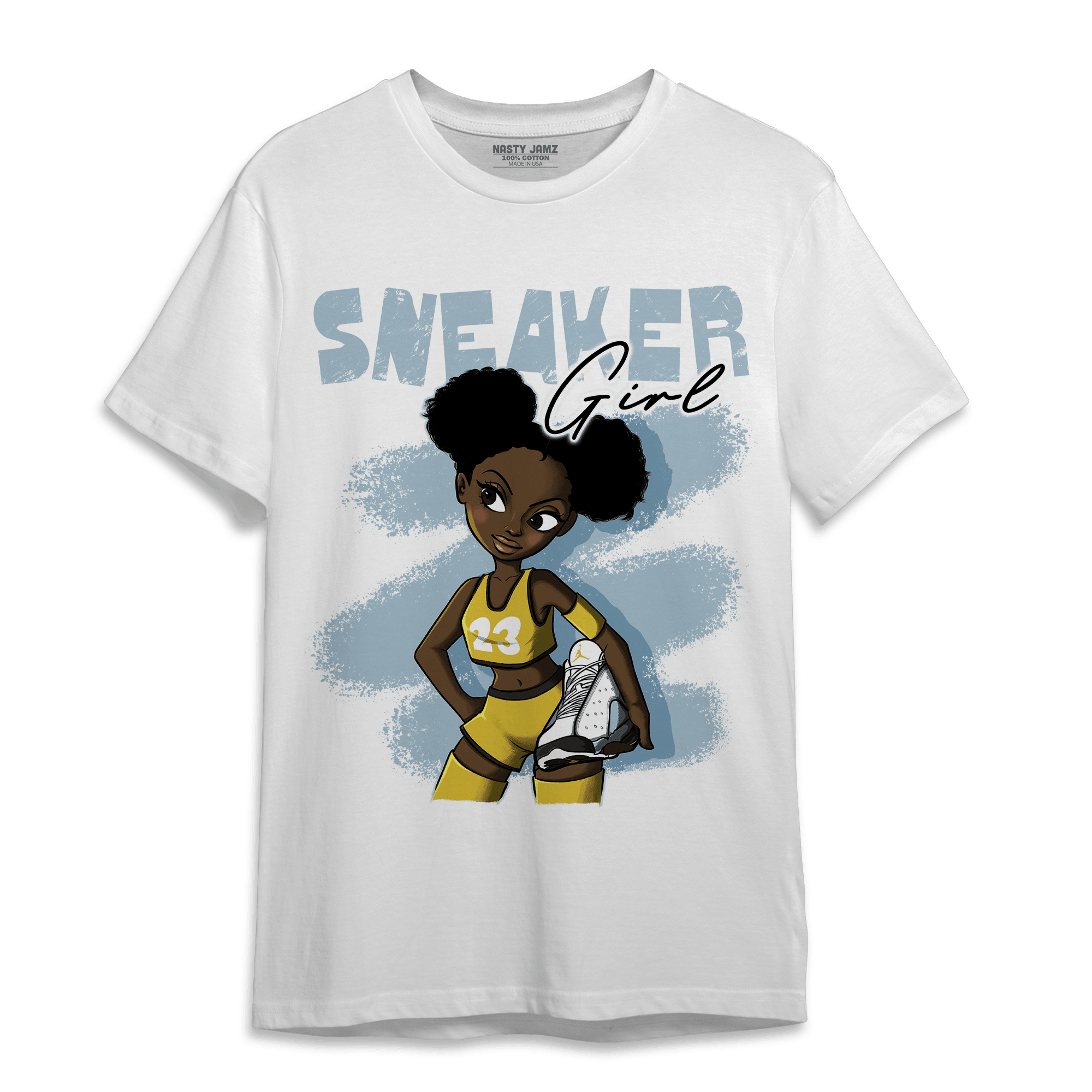 Blue Grey 13s T Shirt Match Black Sneaker Girl - NastyJamz