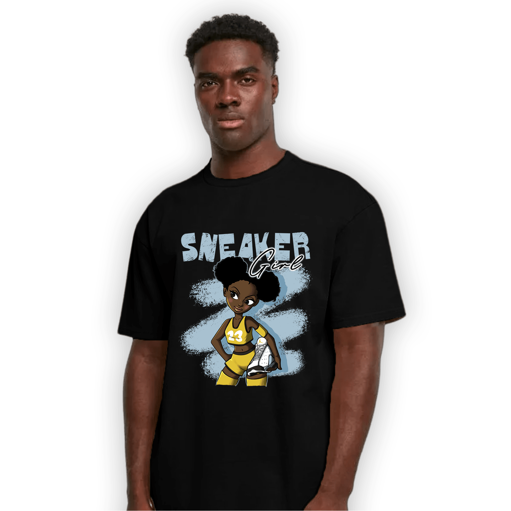 Blue Grey 13s T Shirt Match Black Sneaker Girl - NastyJamz