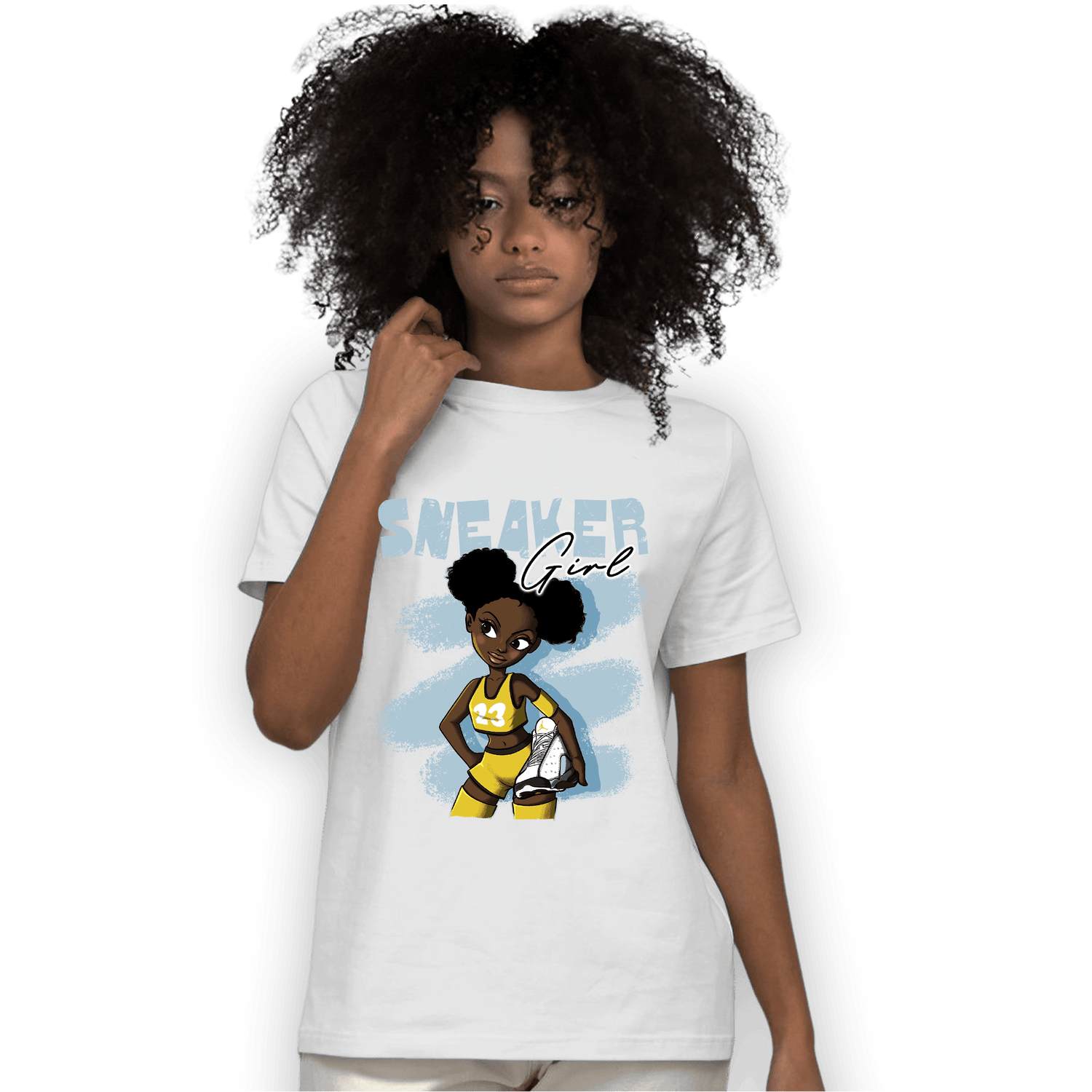 Blue Grey 13s T Shirt Match Black Sneaker Girl - NastyJamz