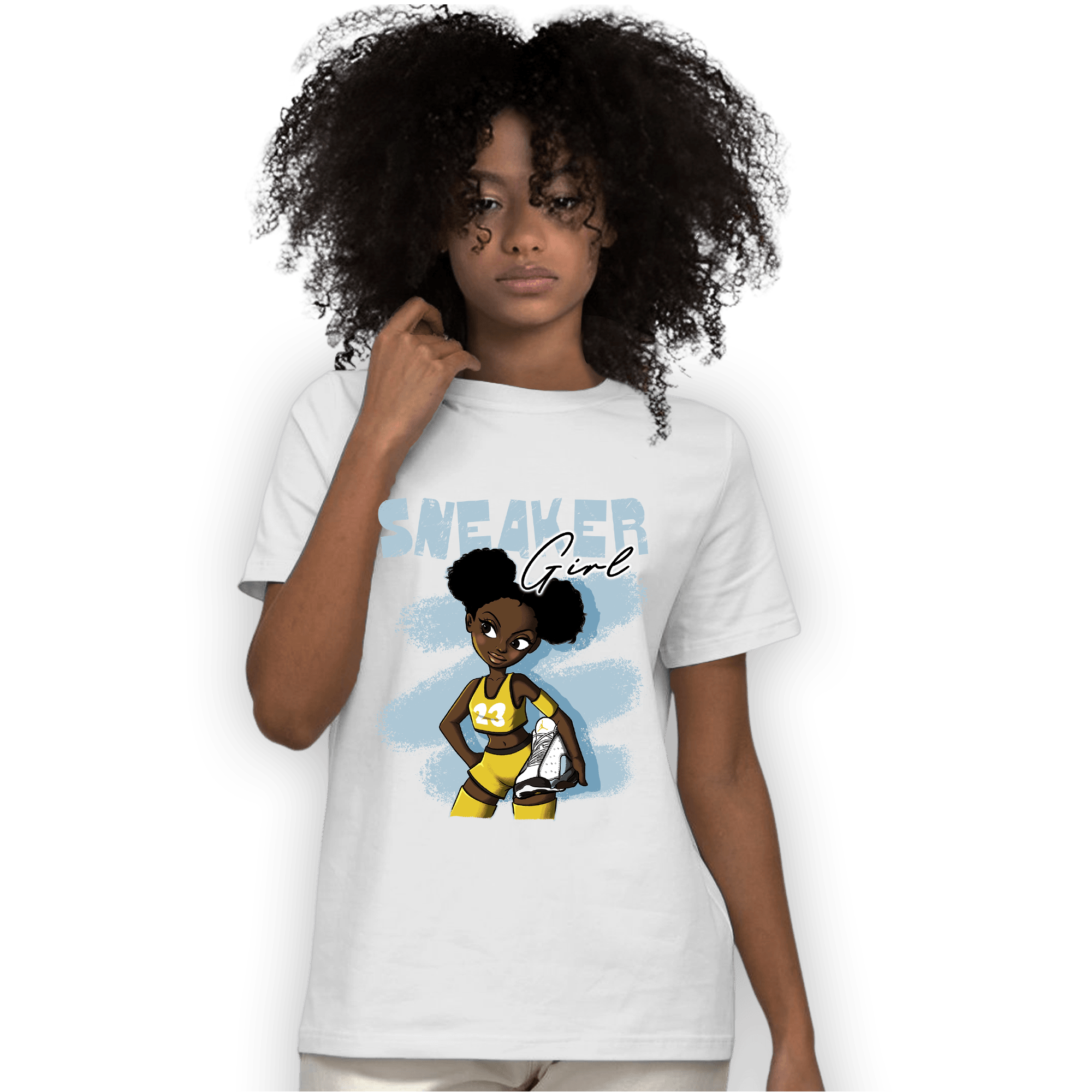 Blue Grey 13s T Shirt Match Black Sneaker Girl - NastyJamz