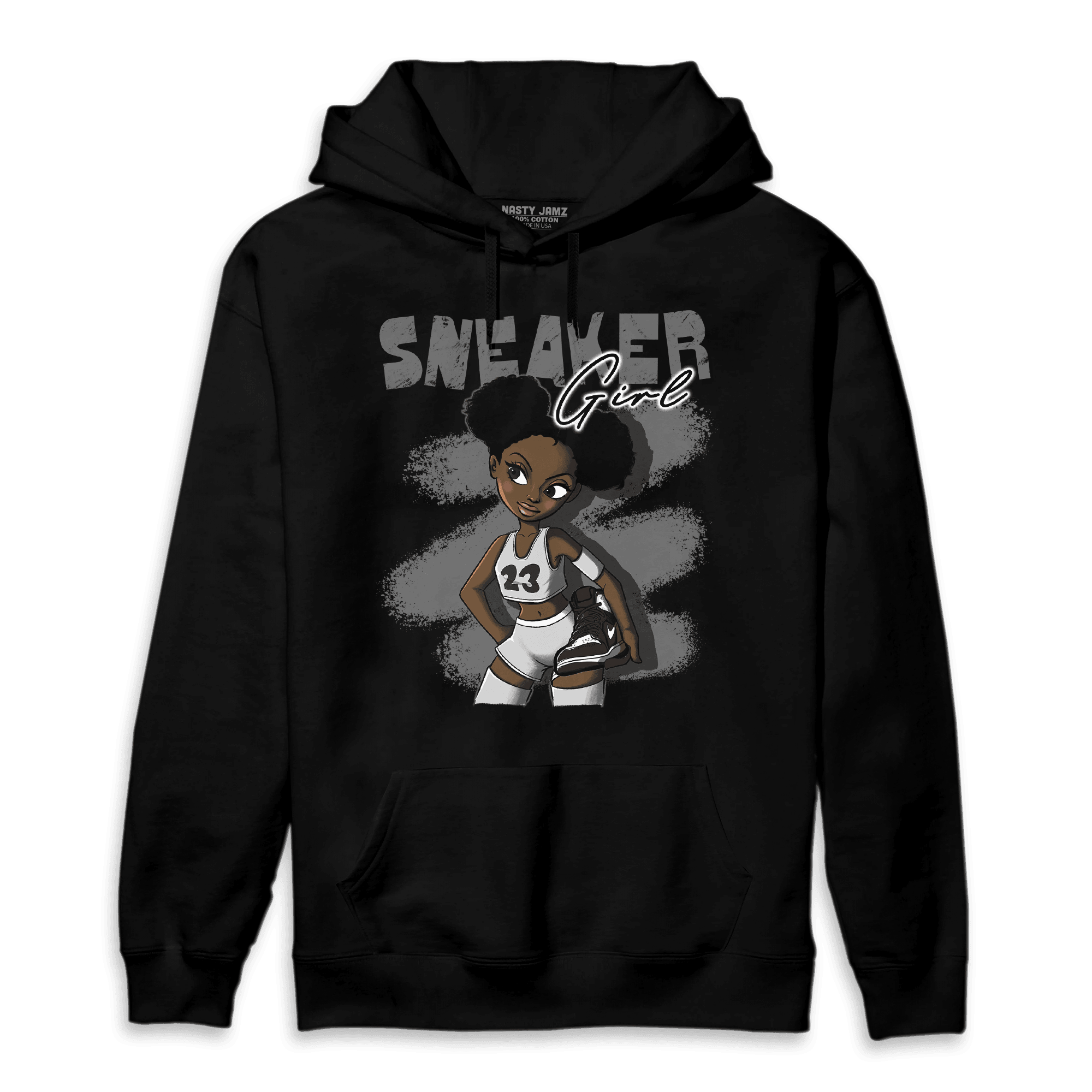 Retro High OG Black White 1s Hoodie Match Black Sneaker Girl - NastyJamz