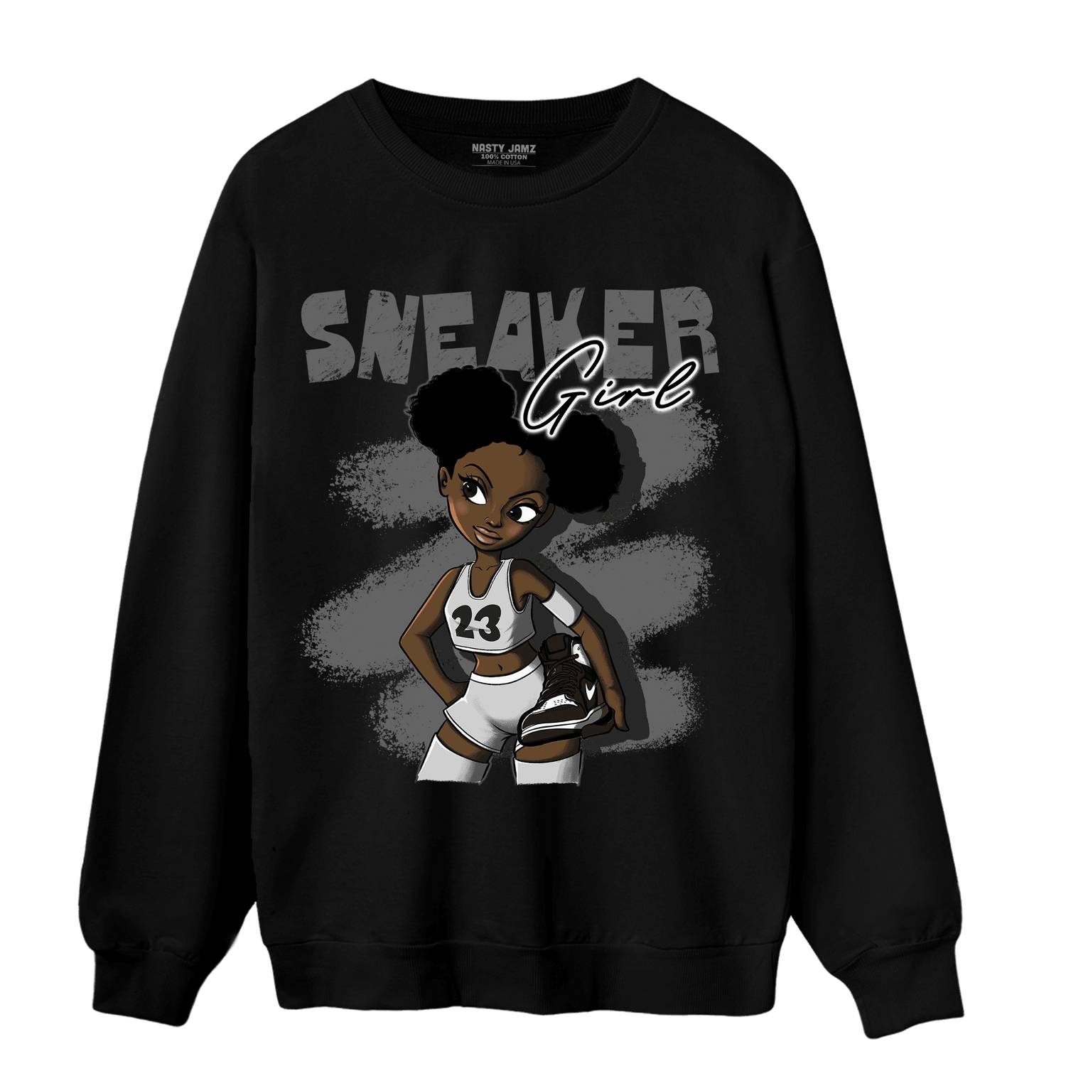 Retro High OG Black White 1s Sweatshirt Match Black Sneaker Girl - NastyJamz