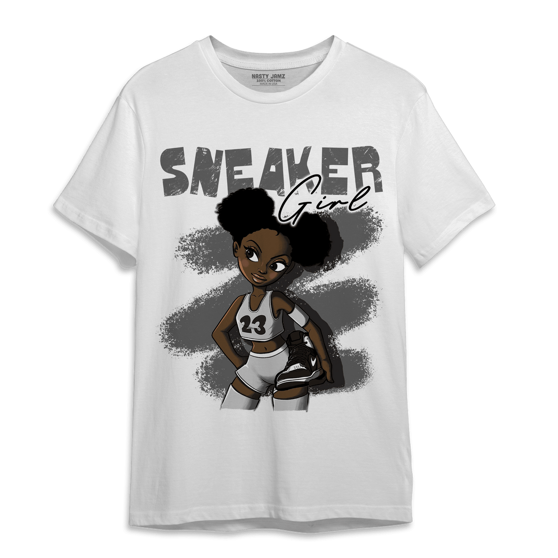 Retro High OG Black White 1s T Shirt Match Black Sneaker Girl - NastyJamz