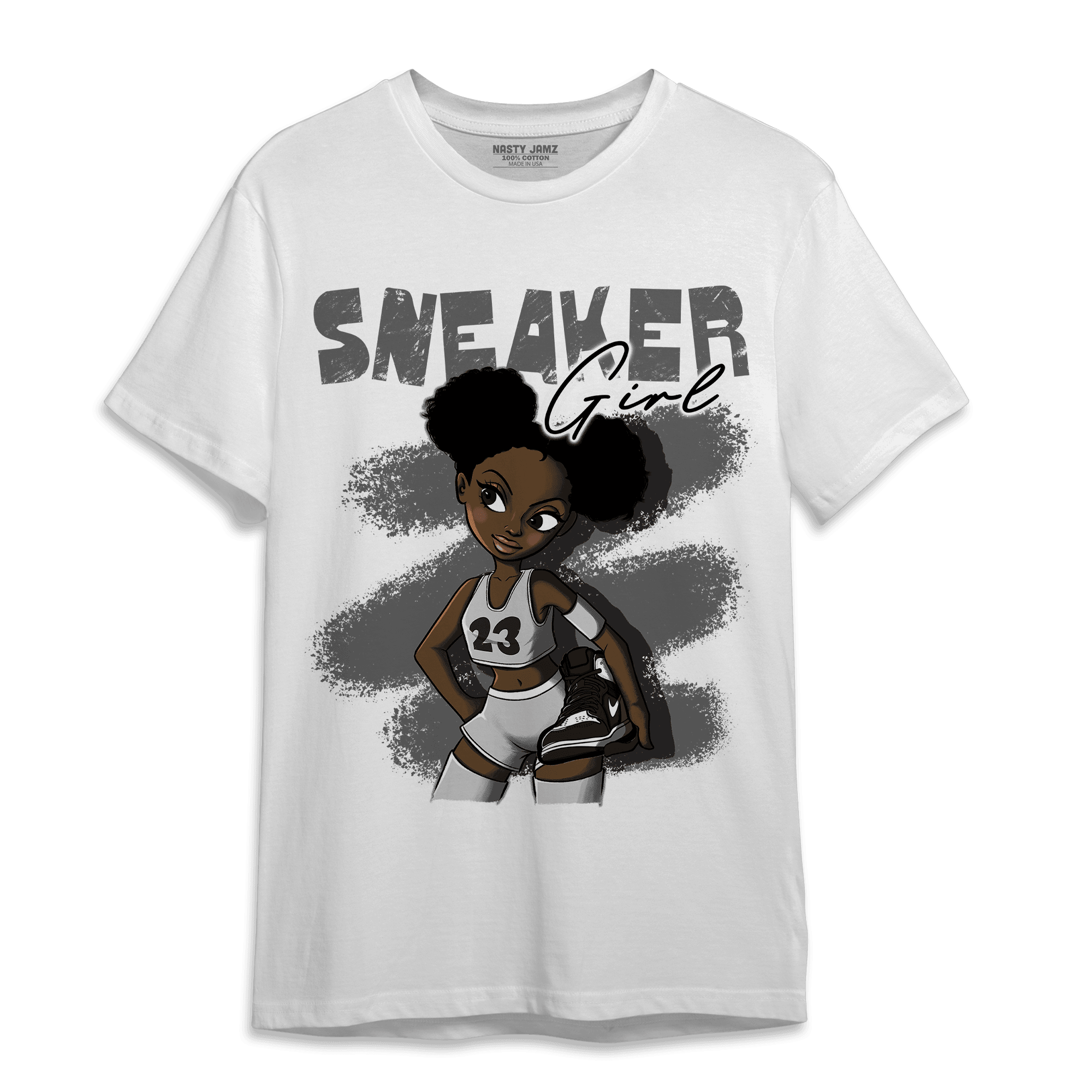 Retro High OG Black White 1s T Shirt Match Black Sneaker Girl - NastyJamz