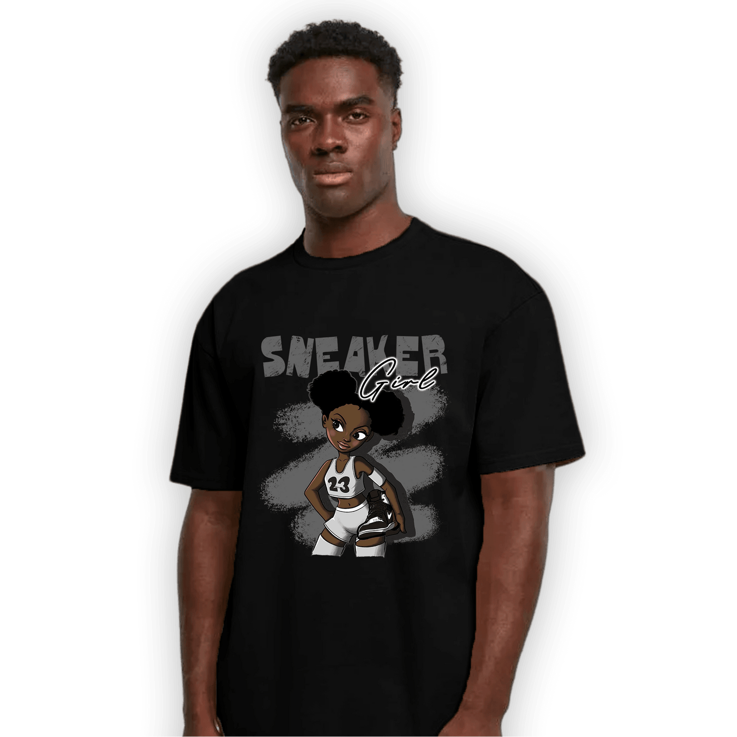 Retro High OG Black White 1s T Shirt Match Black Sneaker Girl - NastyJamz