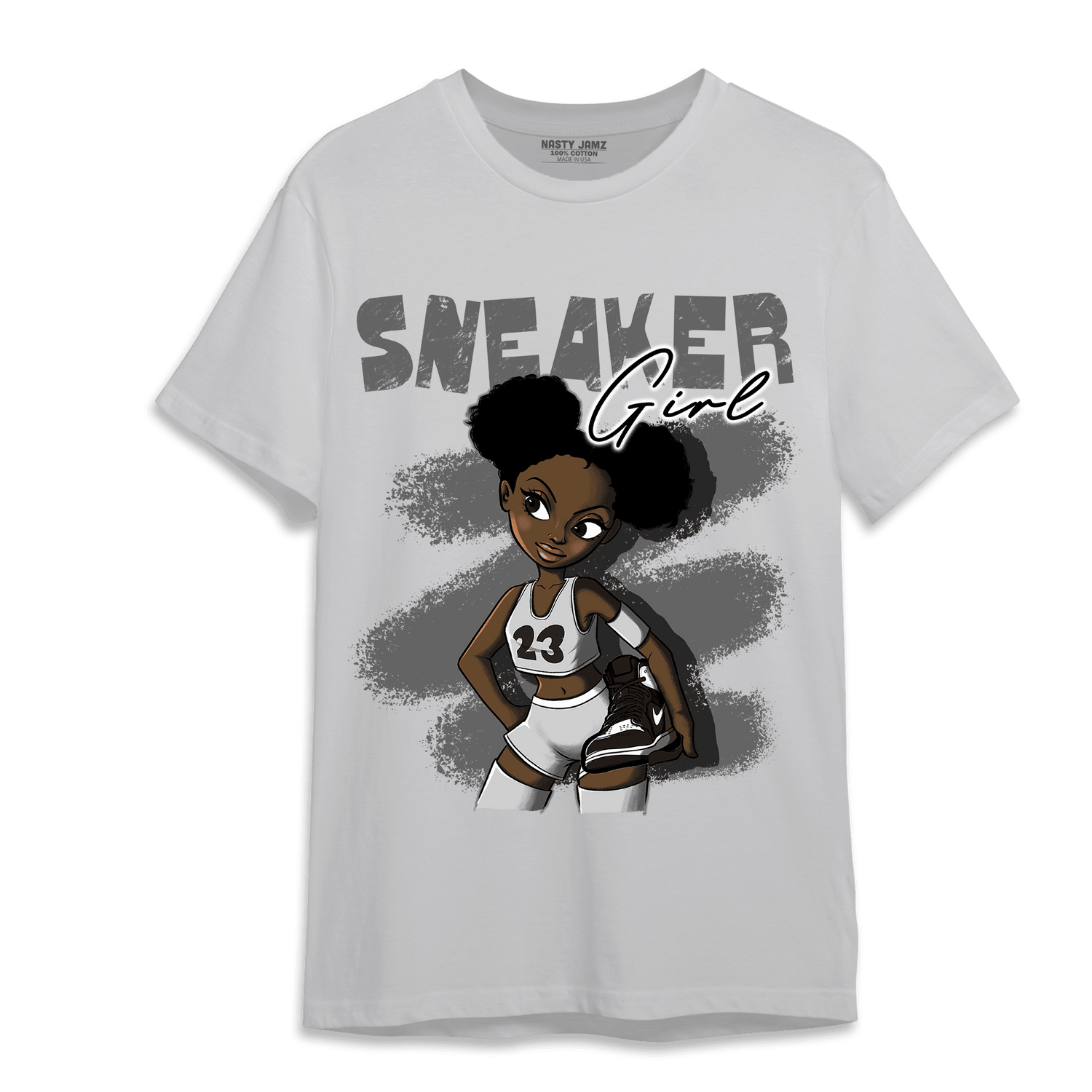 Retro High OG Black White 1s T Shirt Match Black Sneaker Girl - NastyJamz