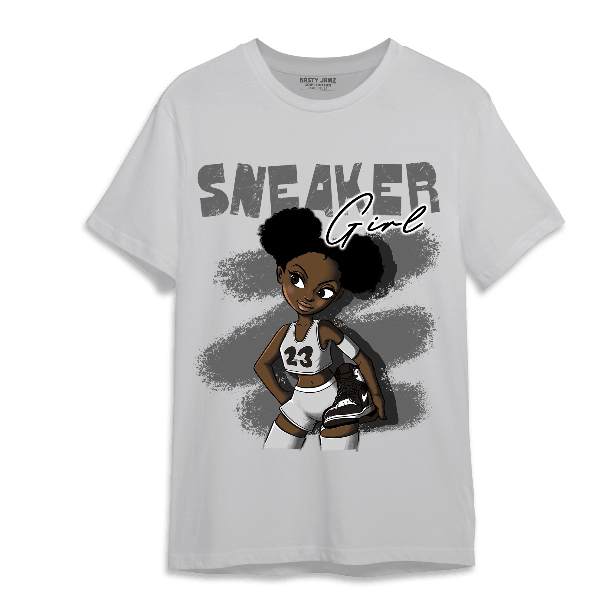 Retro High OG Black White 1s T Shirt Match Black Sneaker Girl - NastyJamz