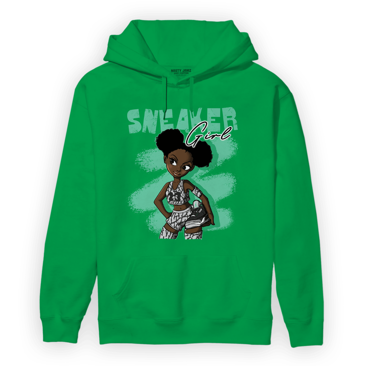 Green Glow 3s Hoodie Match Black Sneaker Girl - NastyJamz