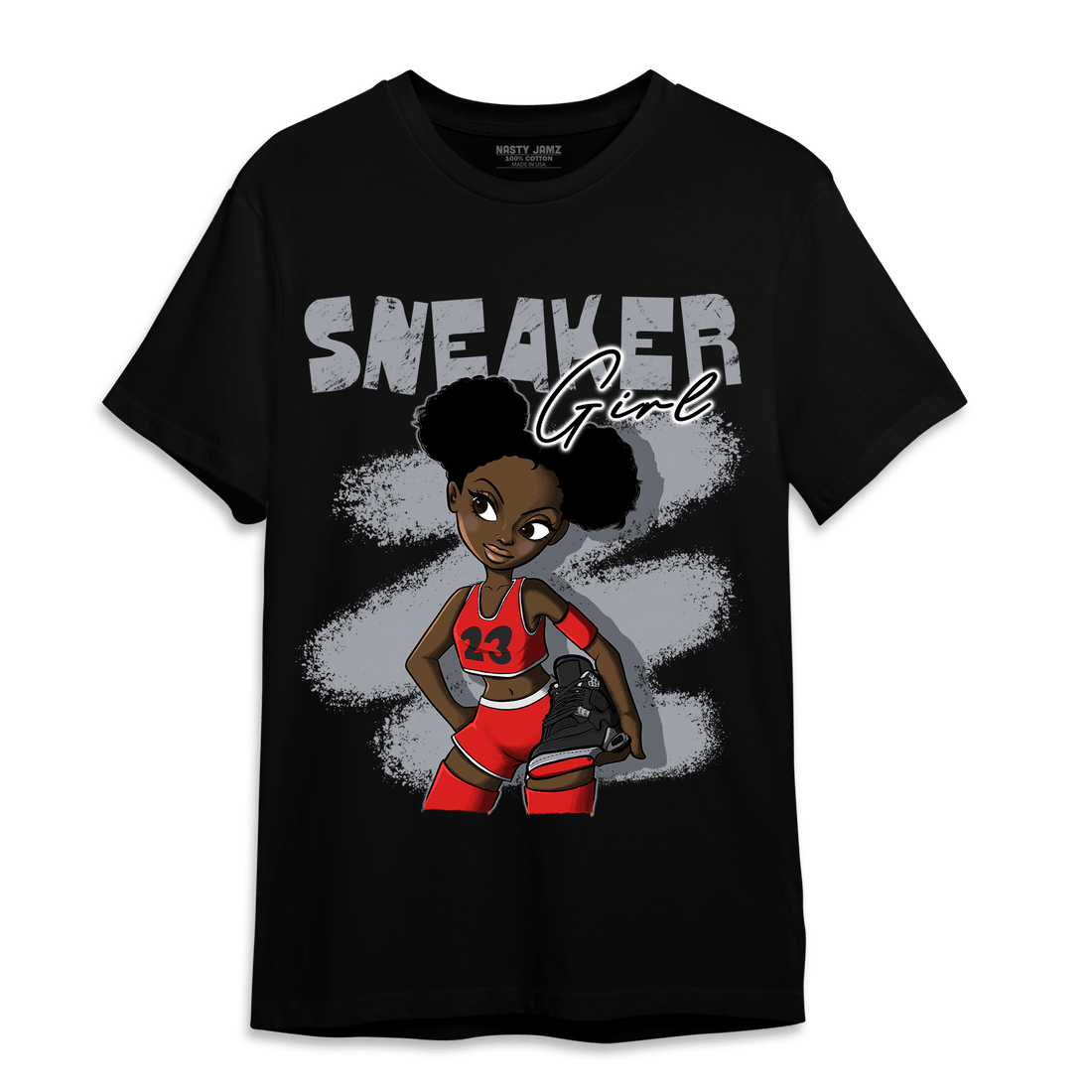 Bred Reimagined 4s T Shirt Match Black Sneaker Girl - NastyJamz