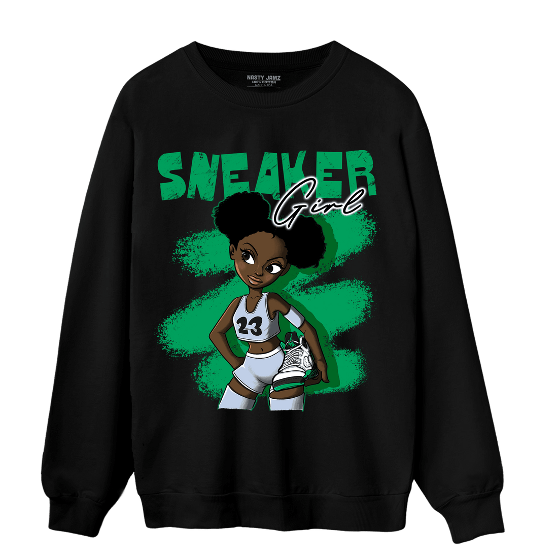 Lucky Green 5s Sweatshirt Match Black Sneaker Girl - NastyJamz