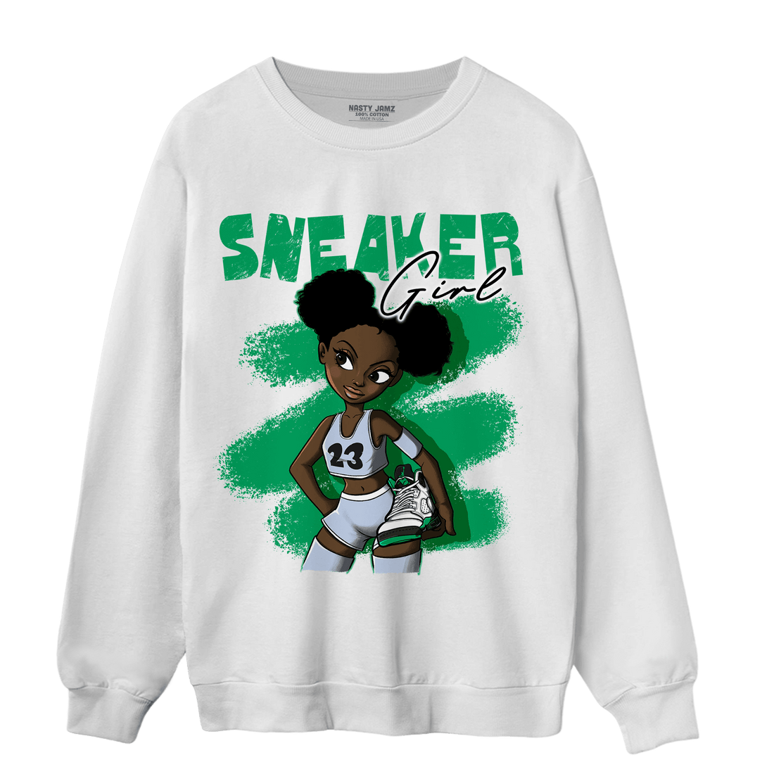 Lucky Green 5s Sweatshirt Match Black Sneaker Girl - NastyJamz