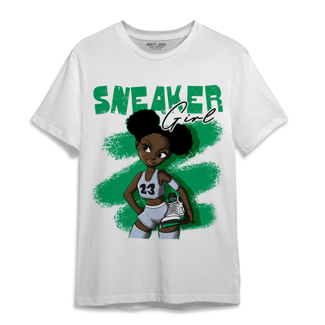 Lucky Green 5s T Shirt Match Black Sneaker Girl - NastyJamz