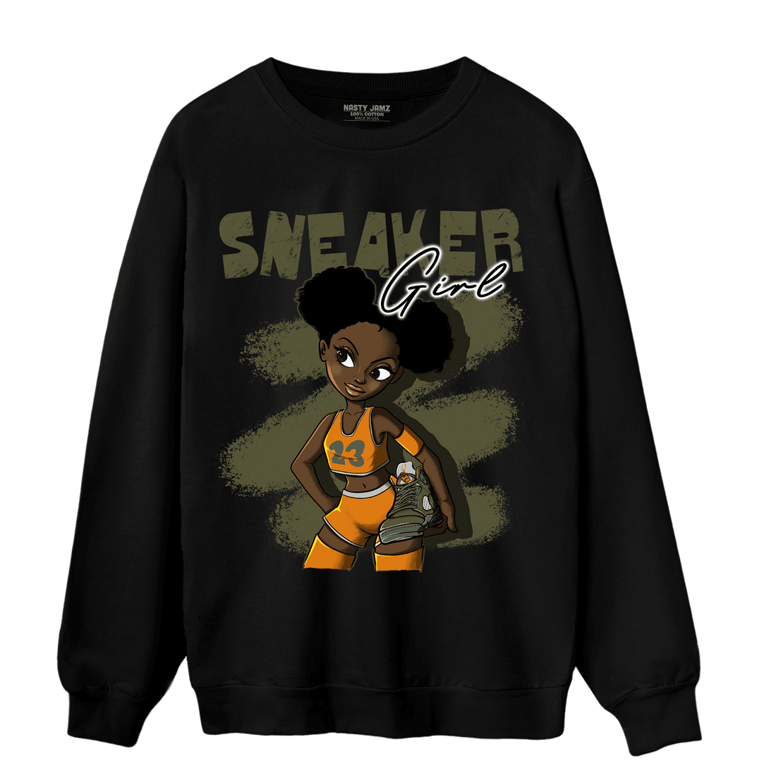 Olive 5s Sweatshirt Match Black Sneaker Girl - NastyJamz