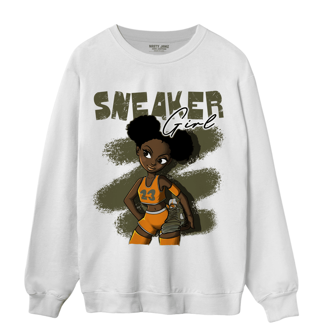 Olive 5s Sweatshirt Match Black Sneaker Girl - NastyJamz