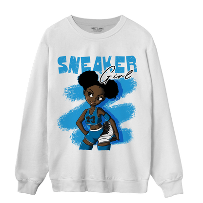 Powder Blue 9s Sweatshirt Match Black Sneaker Girl - NastyJamz