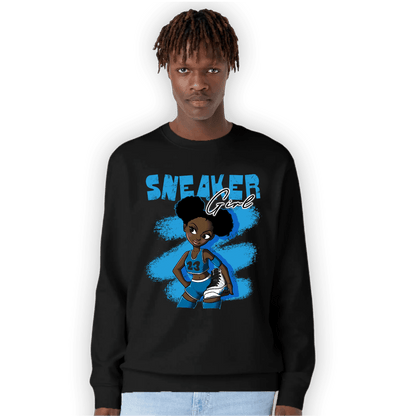 Powder Blue 9s Sweatshirt Match Black Sneaker Girl - NastyJamz