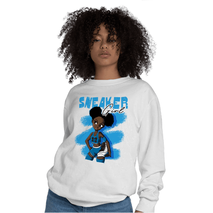 Powder Blue 9s Sweatshirt Match Black Sneaker Girl - NastyJamz
