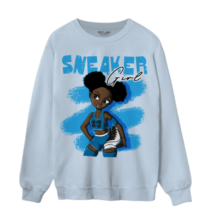 Powder Blue 9s Sweatshirt Match Black Sneaker Girl - NastyJamz