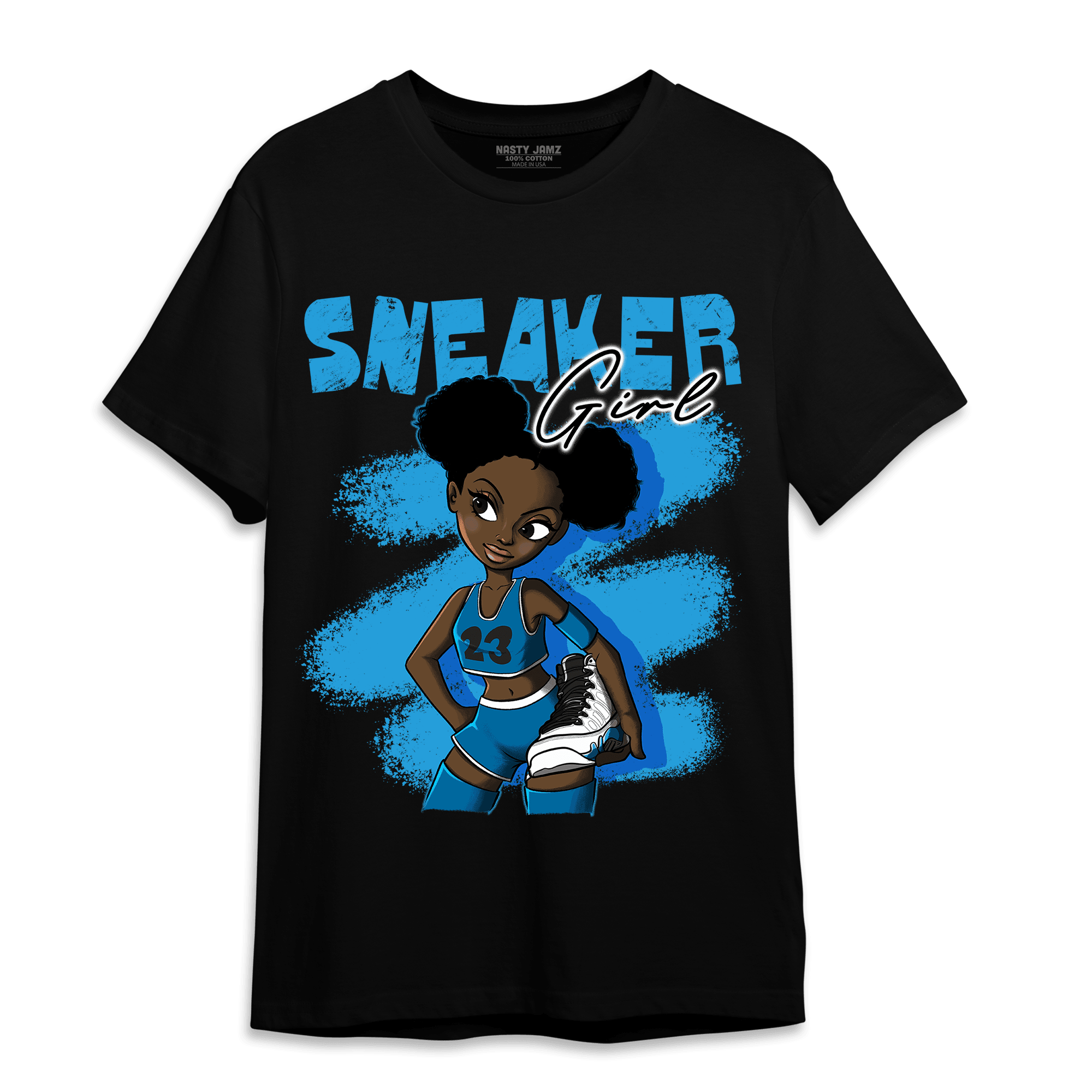 Powder Blue 9s T Shirt Match Black Sneaker Girl - NastyJamz