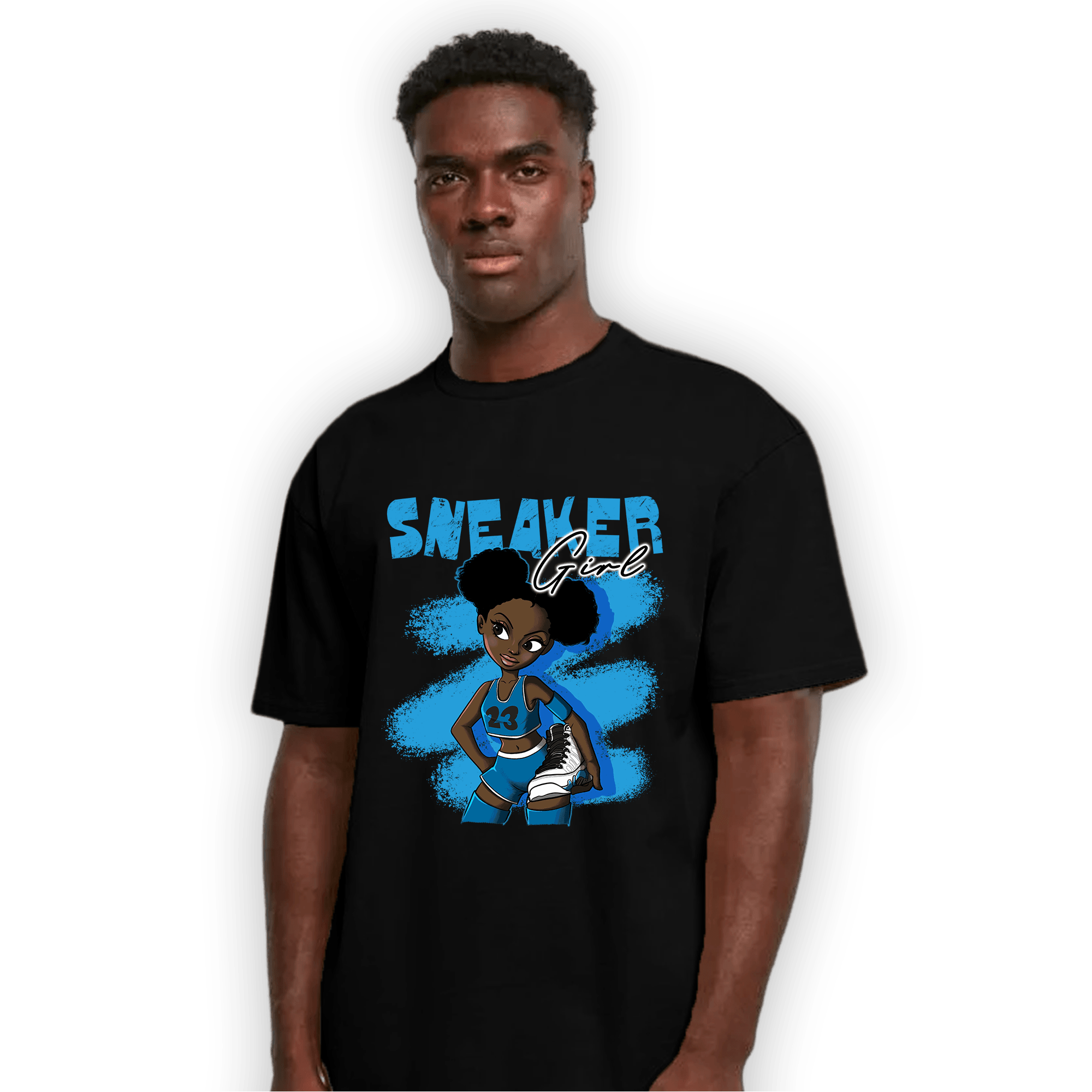 Powder Blue 9s T Shirt Match Black Sneaker Girl - NastyJamz