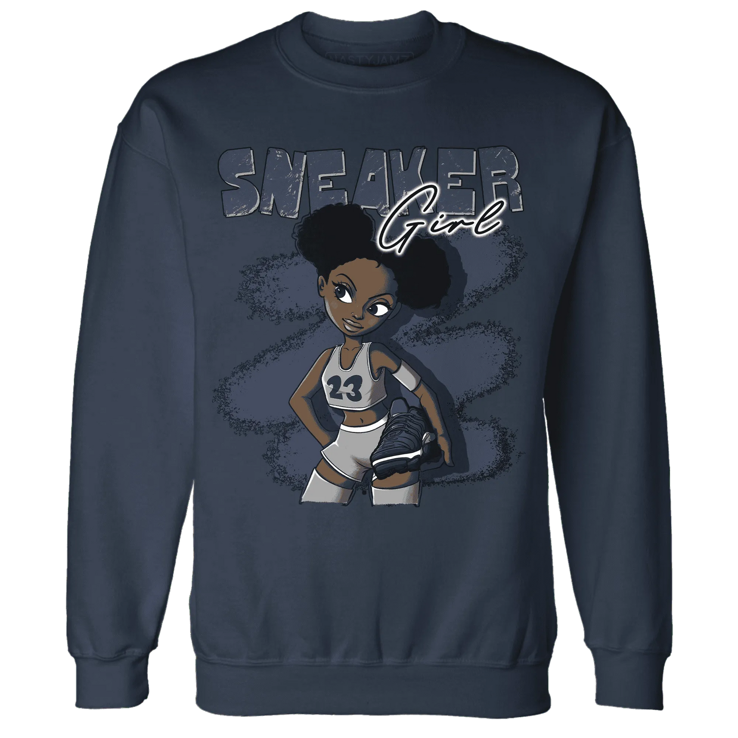 VaporMax-Plus-Midnight-Navy-White-Metallic-Silver-NastyJamz-Sweatshirt-Match-Black-Sneaker-Girl