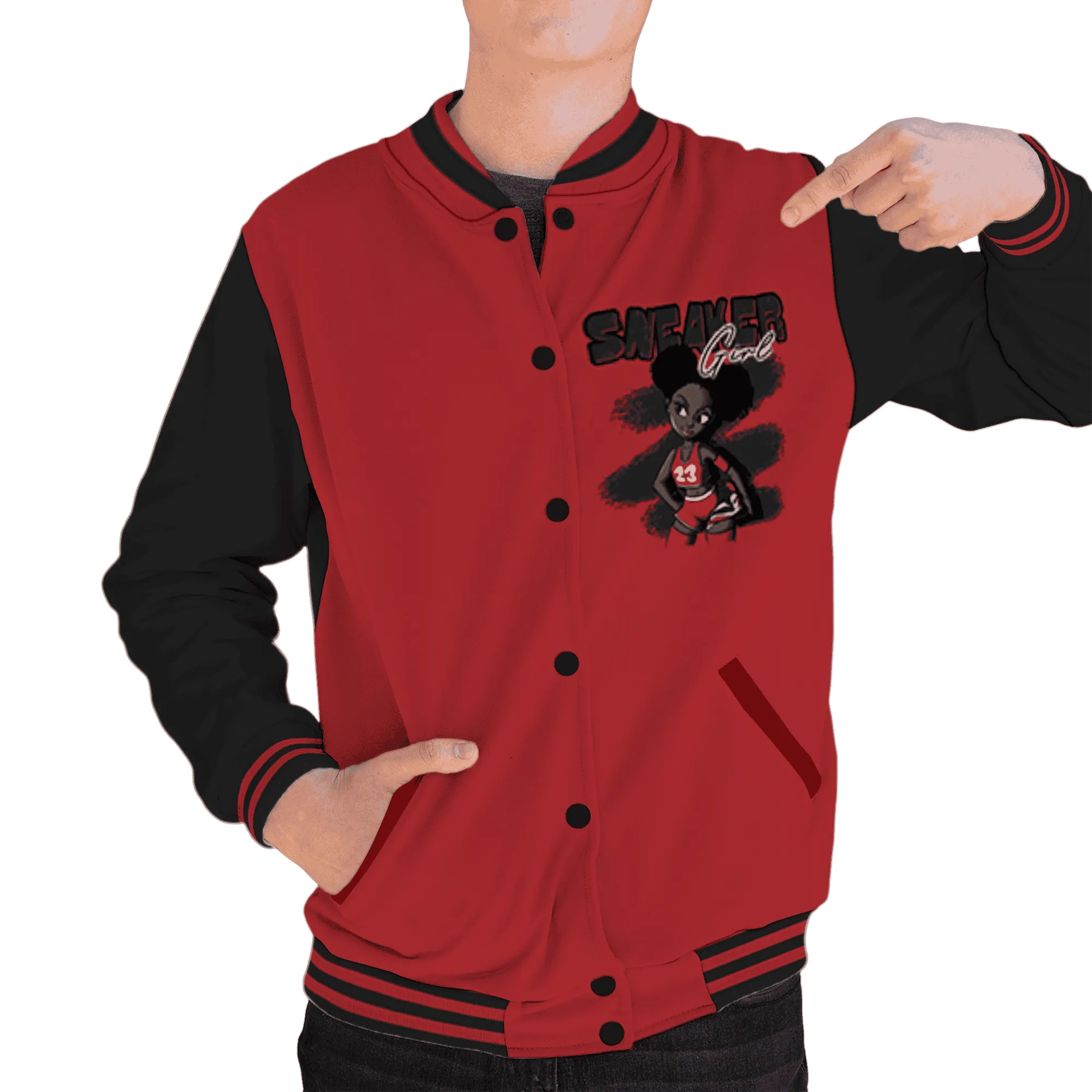 Black-Toe-Reimagined-Red-White-1s-NastyJamz-Varsity-Match-Black-Sneaker-Girl