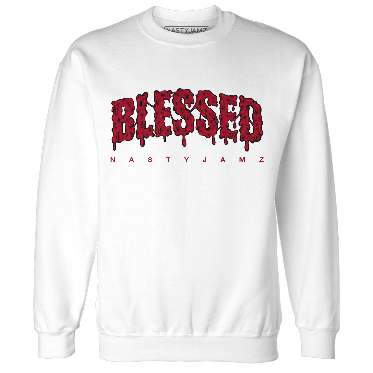 Retro Red Taxi 12s Sweatshirt Match Blessed Text - NastyJamz