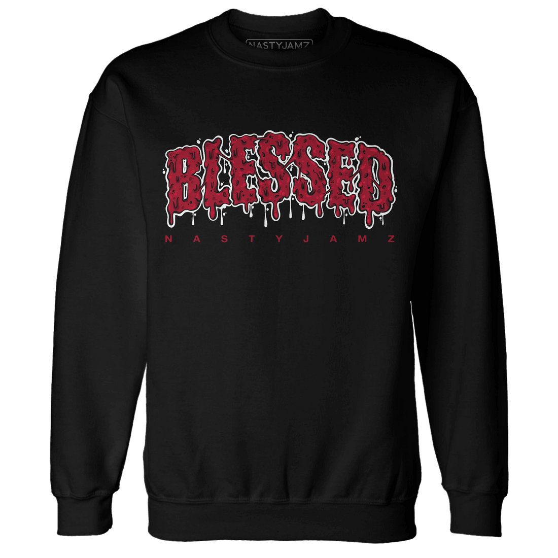 Retro Red Taxi 12s Sweatshirt Match Blessed Text - NastyJamz