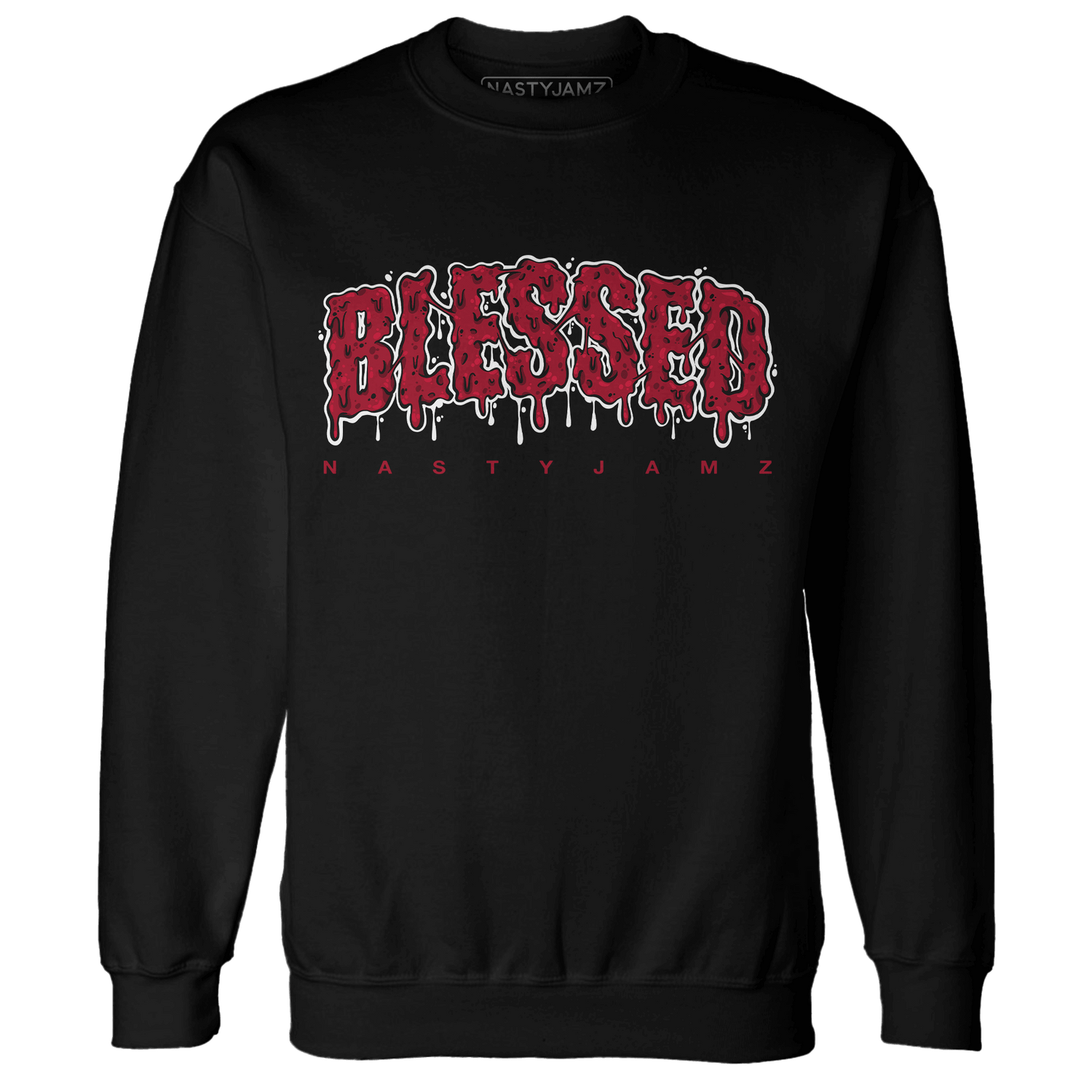 Retro Red Taxi 12s Sweatshirt Match Blessed Text - NastyJamz