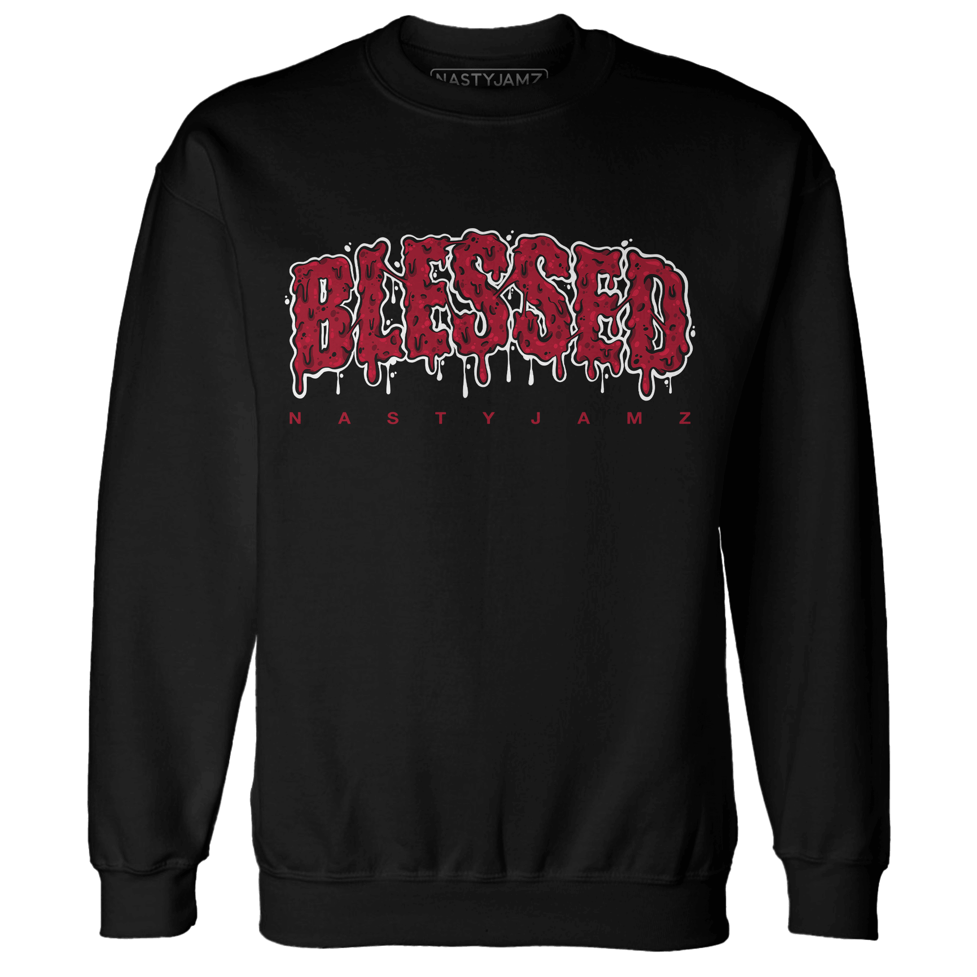 Retro Red Taxi 12s Sweatshirt Match Blessed Text - NastyJamz