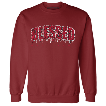 Retro Red Taxi 12s Sweatshirt Match Blessed Text - NastyJamz