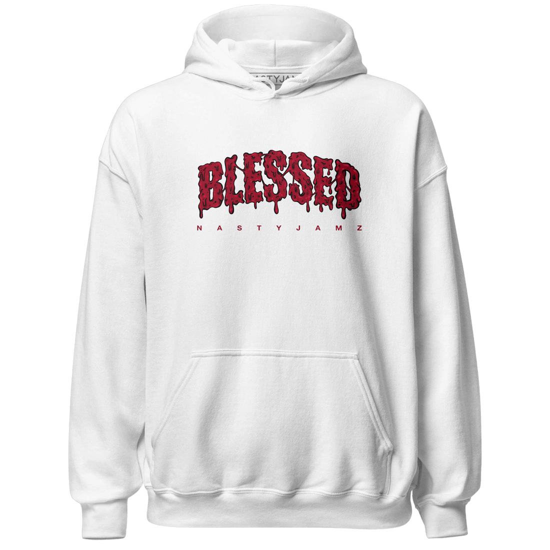 Retro Red Taxi 12s Hoodie Match Blessed Text - NastyJamz