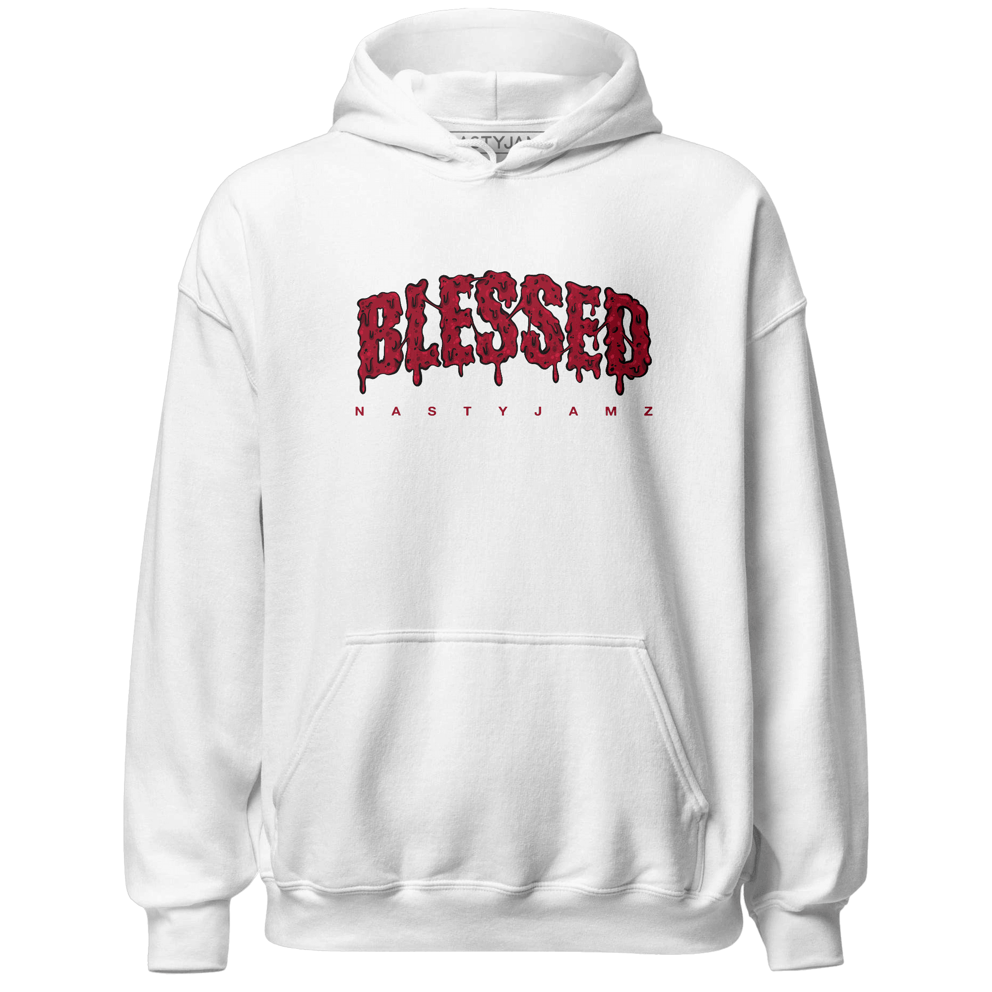 Retro Red Taxi 12s Hoodie Match Blessed Text - NastyJamz