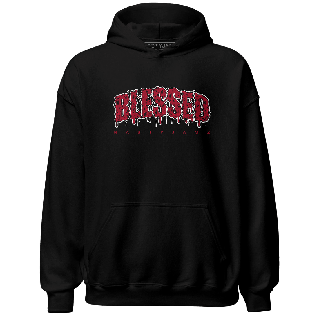 Retro Red Taxi 12s Hoodie Match Blessed Text - NastyJamz