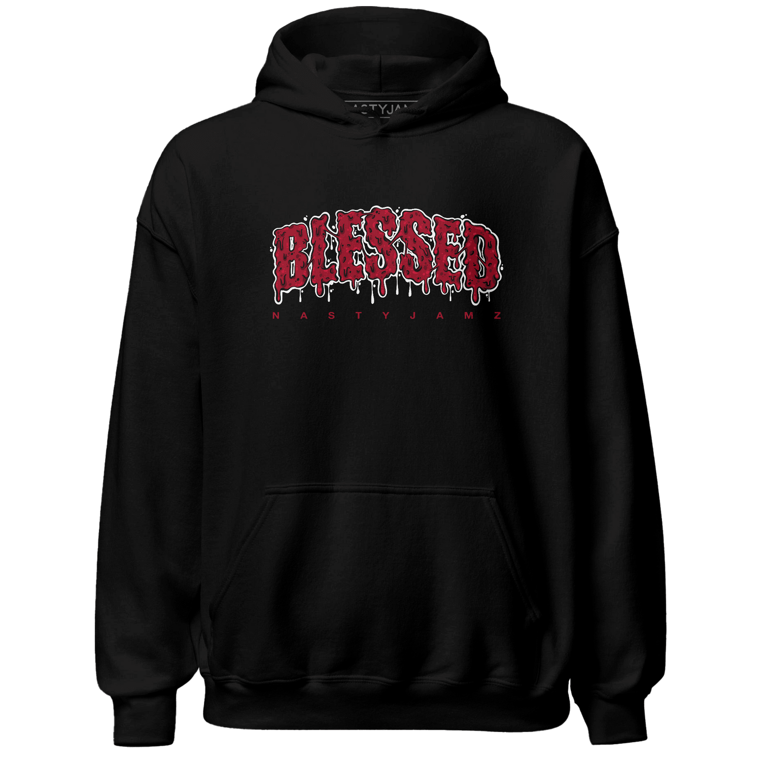 Retro Red Taxi 12s Hoodie Match Blessed Text - NastyJamz